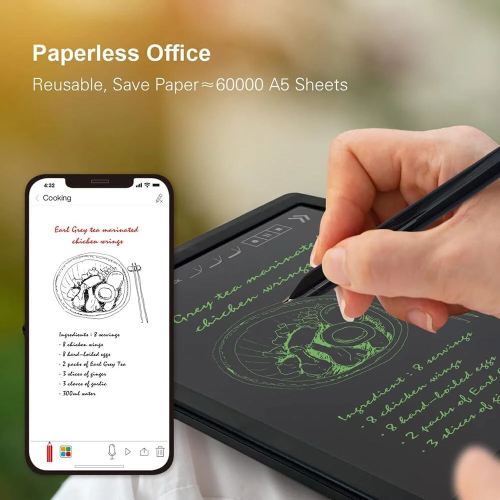 مجموعه قلم هوشمند دیجیتال Fawoonu شامل قلم هوشمند، دفترچه یادداشت A5 PU هوشمند، تبلت نوشتن قابل استفاده مجدد و کاغذ B5، اتصال بی سیم BT سازگار با برنامه های dpen و Ophaya مجموعه قلم هوشمند دیجیتال Fawoonu شامل قلم هوشمند، دفترچه یادداشت A5 PU هوشمند، تبلت نوشتن قابل استفاده مجدد و کاغذ B5، اتصال بی سیم BT سازگار با برنامه های dpen و Ophaya