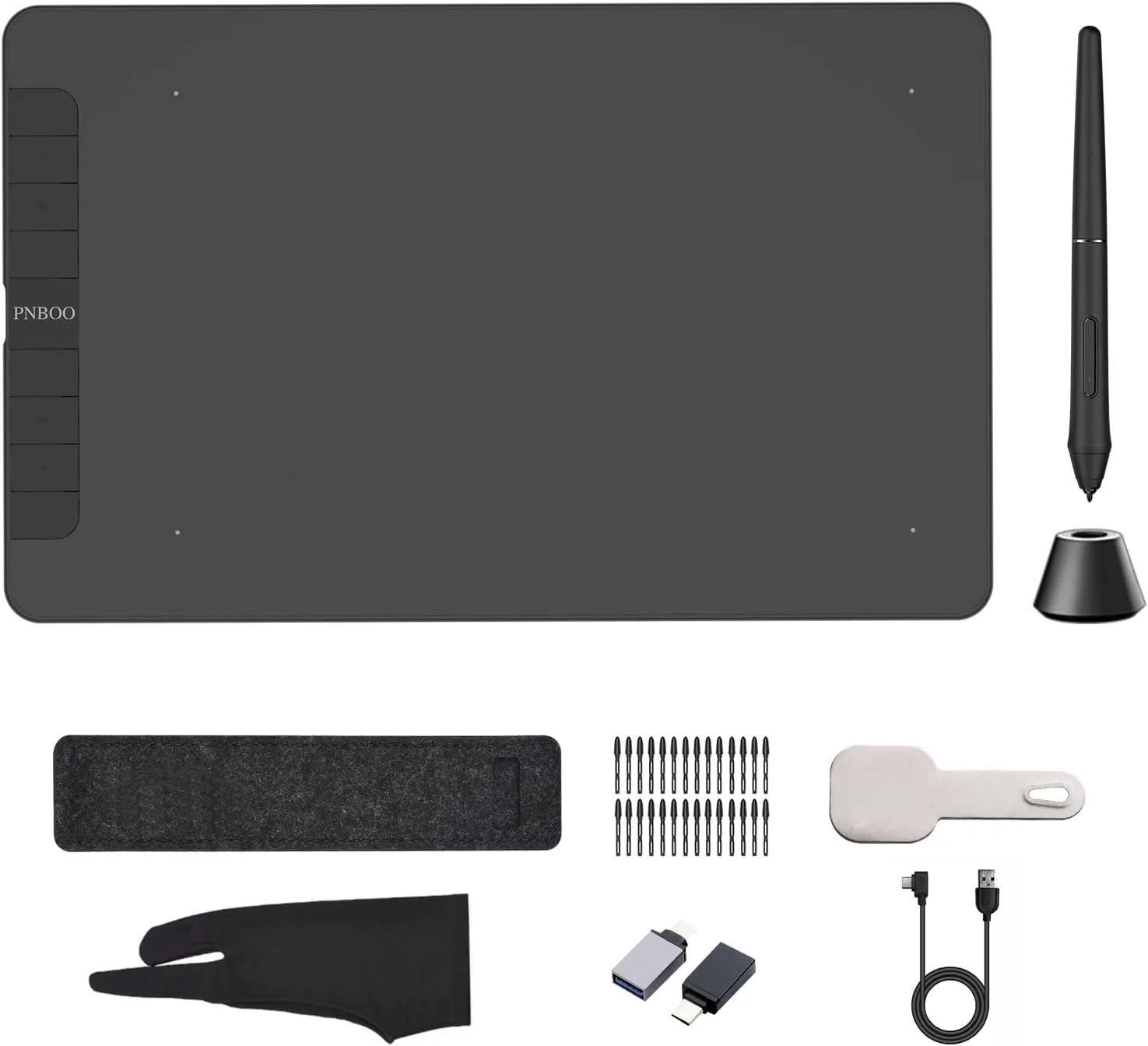 تبلت طراحی گرافیکی Fawoonu PN1060 با محدوده فعال 10 در 6 اینچ، 8192 سطح حساسیت به فشار، عملکرد شیب، مناسب برای طراحی انیمیشن هنری به همراه قلم بدون نیاز به باتری، 28 نوک قلم برای لپ تاپ و کامپیوتر سازگار با