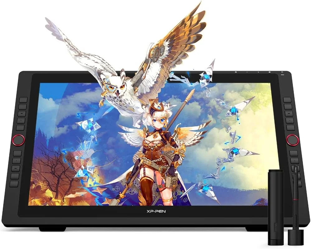 مانیتور طراحی XP-PEN 22R Pro، مانیتور گرافیکی 21.5 اینچی، مانیتور IPS با دو چرخ شماره گیر قرمز و 20 کلید میانبر، قلم بدون باتری با پشتیبانی از Tilt، پوشش 88% NTSC (Adobe RGB≧90%，sRGB≧120%)