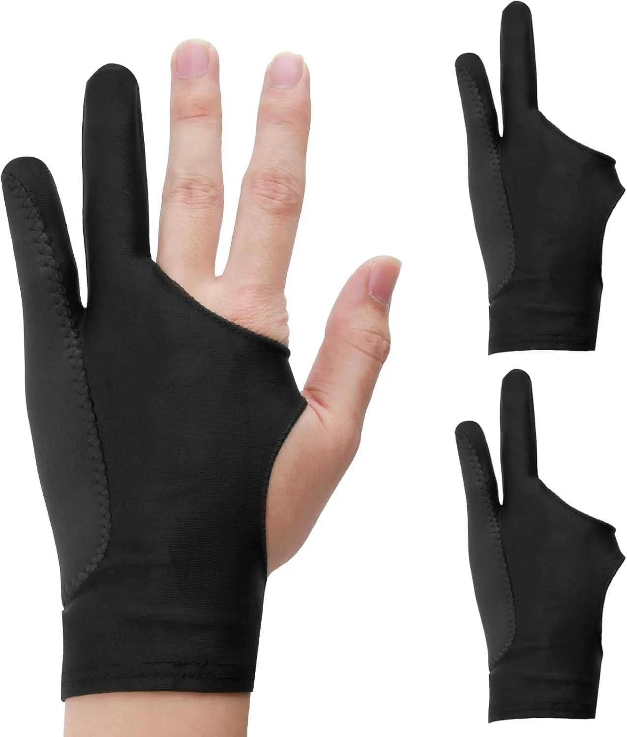 دستکش طراحی هنرمند، 3 لایه، 2 انگشتی، دستکش طراحی دیجیتال، برای راست دست و چپ دست، محافظت در برابر کثیفی و لمس تصادفی، برای تبلت گرافیکی، طراحی، تبلت