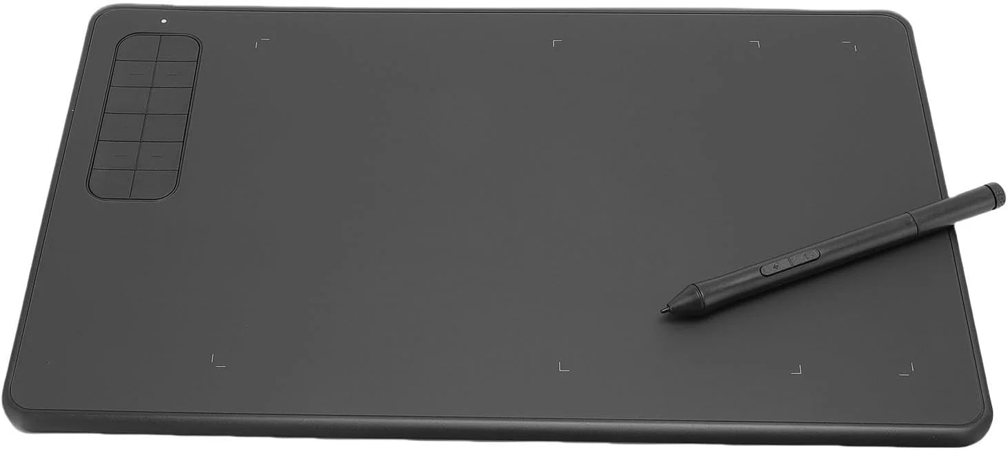 تبلت طراحی Dpofirs با قلم 8192 سطح حساس به فشار، تبلت گرافیکی 10x6 اینچ با 12 کلید میانبر، سازگار با اندروید، کار با فتوشاپ SAI Illustrator، مشکی