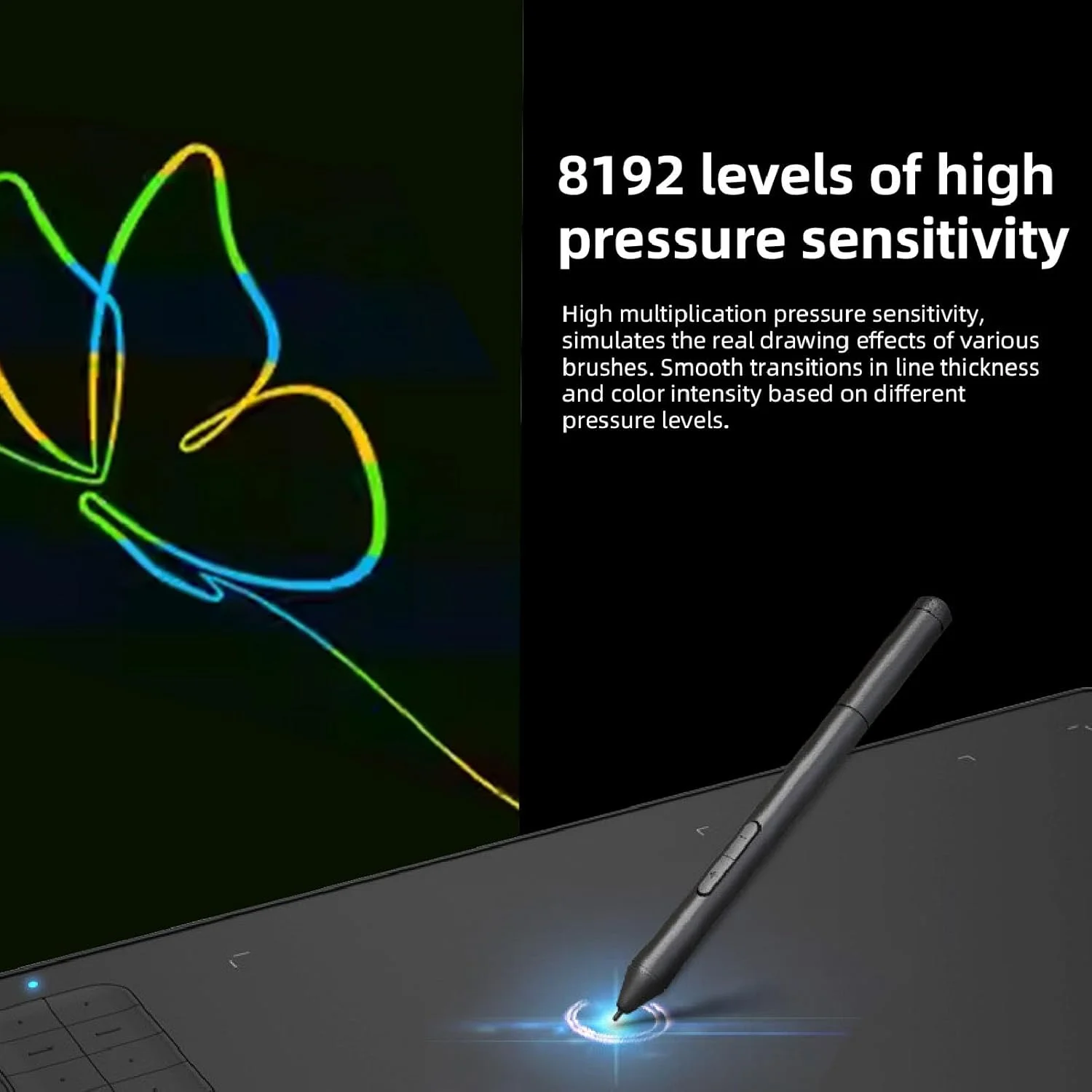 تبلت طراحی Dpofirs با قلم 8192 سطح حساس به فشار، تبلت گرافیکی 10x6 اینچ با 12 کلید میانبر، سازگار با اندروید، کار با فتوشاپ SAI Illustrator، مشکی