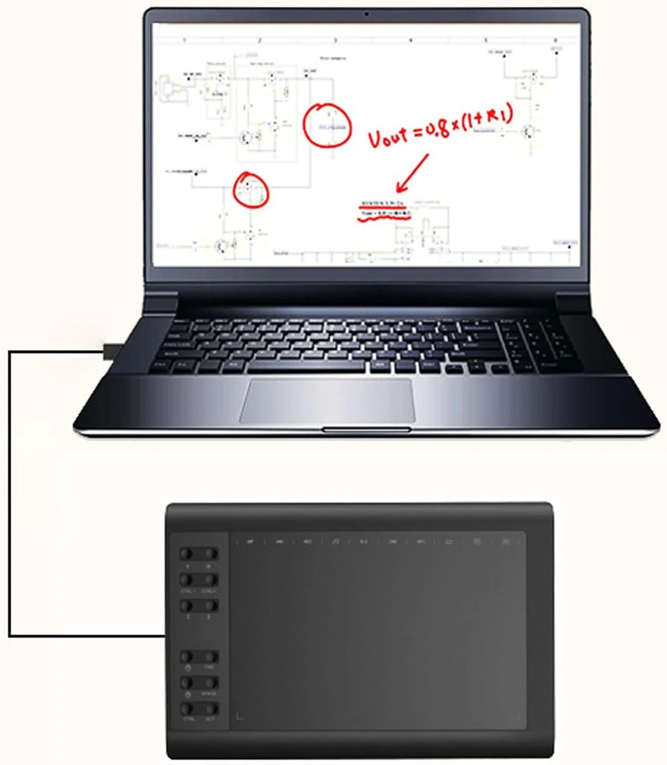 تبلت طراحی گرافیکی، پد طراحی با ناحیه فعال بزرگ 10 در 6 اینچ با قلم حساس به فشار 8192 سطح و 12 کلید میانبر، تبلت گرافیکی برای طراحی نقاشی