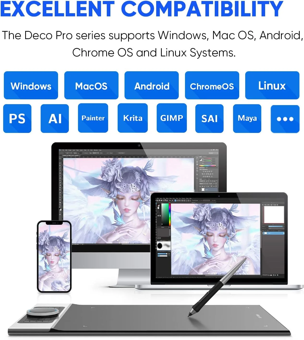 تبلت گرافیکی بلوتوثی XP-PEN Deco Pro MW، تبلت طراحی بی سیم 11×6 اینچی برای نقاشی و آموزش از راه دور (Deco Pro MW) تبلت گرافیکی بلوتوثی XP-PEN Deco Pro MW، تبلت طراحی بی سیم 11×6 اینچی برای نقاشی و آموزش از راه دور (Deco Pro MW)