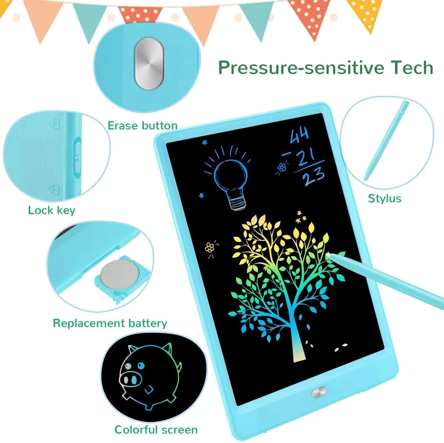 تبلت نوشتن LCD، تبلت گرافیکی الکترونیکی نویسنده دیجیتال رنگارنگ، تخته نوشتن سبک و قابل حمل برای کودکان تبلت نوشتن LCD، تبلت گرافیکی الکترونیکی نویسنده دیجیتال رنگارنگ، تخته نوشتن سبک و قابل حمل برای کودکان