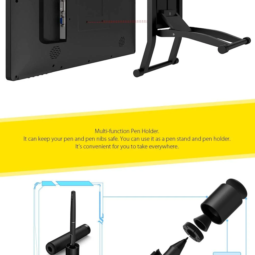 مانیتور طراحی تبلت گرافیکی 1080P HD IPS با 16 کلید میانبر، پشتیبانی از نمایشگرهای 4K مانیتور طراحی تبلت گرافیکی 1080P HD IPS با 16 کلید میانبر، پشتیبانی از نمایشگرهای 4K