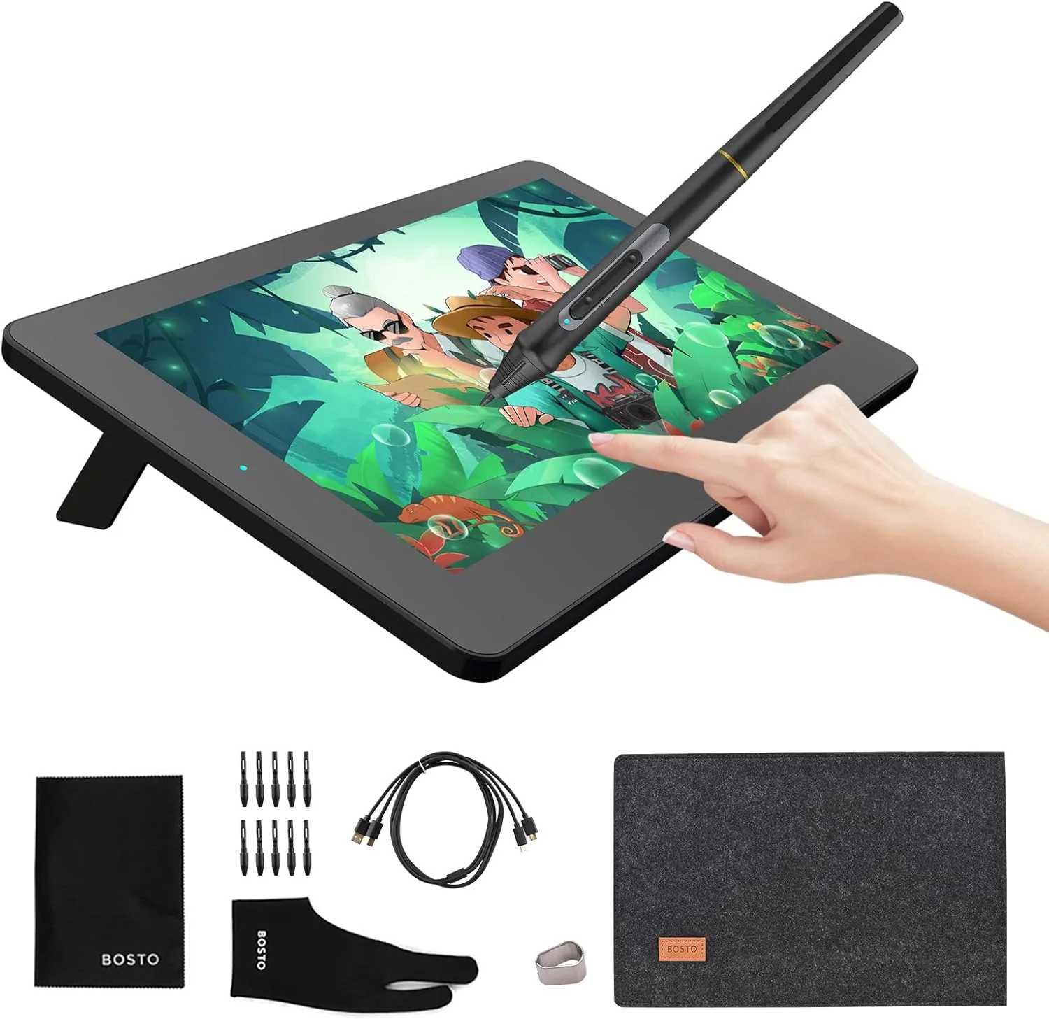 تبلت طراحی گرافیکی LCD لمسی 11.6 اینچی HD H-IPS مدل BT-12HDT با رزولوشن 1366 * 768 و پشتیبانی از 8192 سطح فشار، تکنولوژی پسیو با عملکرد Tilt، تغذیه از طریق USB و مصرف پایین DOOMUN