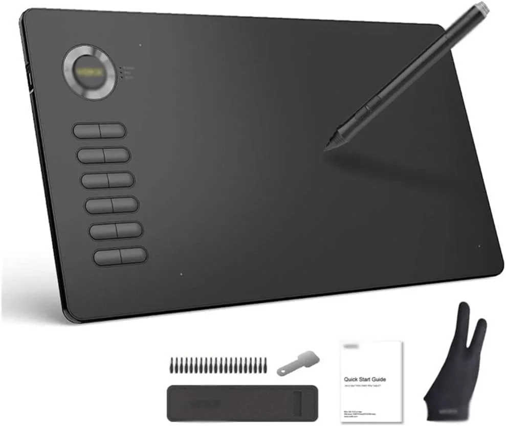 تبلت گرافیکی دیجیتال 10 در 6 اینچ با قلم بدون نیاز به باتری، به همراه قلم رنگی قرمز، آبی و خاکستری تبلت گرافیکی دیجیتال 10 در 6 اینچ با قلم بدون نیاز به باتری، به همراه قلم رنگی قرمز، آبی و خاکستری