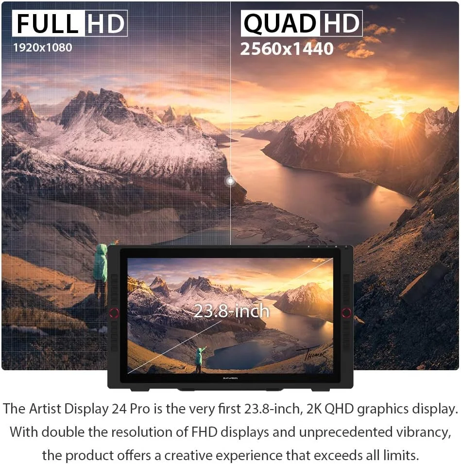 نمایشگر قلمی طراحی XP-PEN Artist24 Pro با صفحه نمایش 23.8 اینچی 2K QHD، دارای 2 دکمه چرخشی قرمز، 20 کلید میانبر، قلم بدون باتری با 8192 سطح حساسیت به فشار و پشتیبانی از عملکرد Tilt نمایشگر قلمی طراحی XP-PEN Artist24 Pro با صفحه نمایش 23.8 اینچی 2K QHD، دارای 2 دکمه چرخشی قرمز، 20 کلید میانبر، قلم بدون باتری با 8192 سطح حساسیت به فشار و پشتیبانی از عملکرد Tilt
