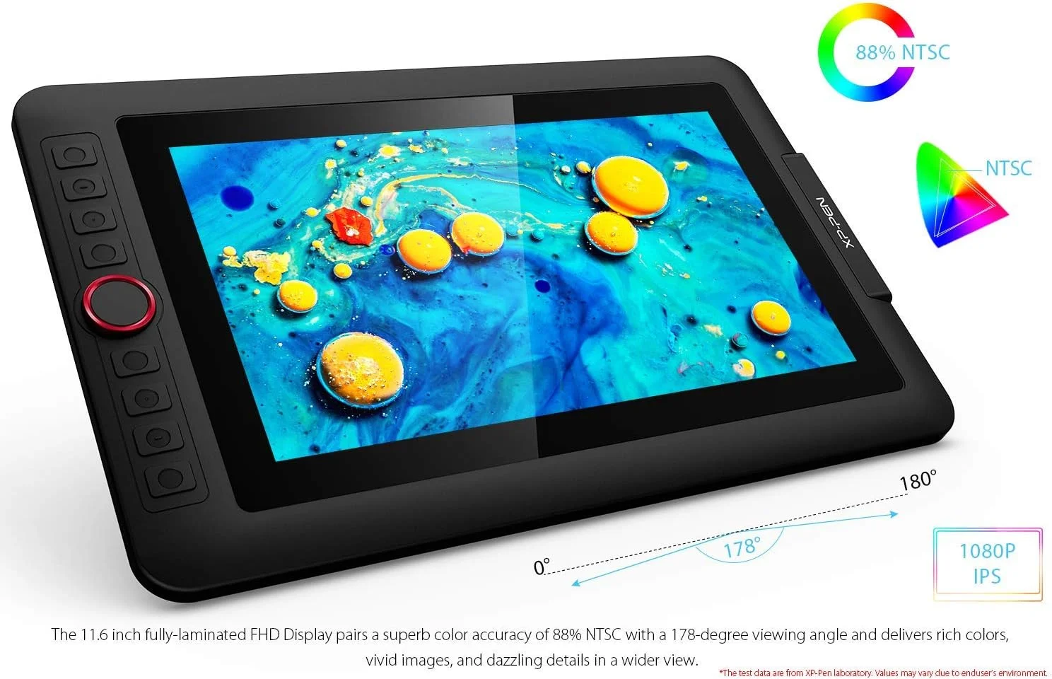 مانیتور طراحی XP-PEN Artist12 Pro با صفحه نمایش 11.6 اینچی، تبلت طراحی گرافیکی با روکش کامل و قلم بدون باتری با قابلیت Tilt و 8 کلید میانبر (8192 سطح فشار قلم و 72% NTSC)