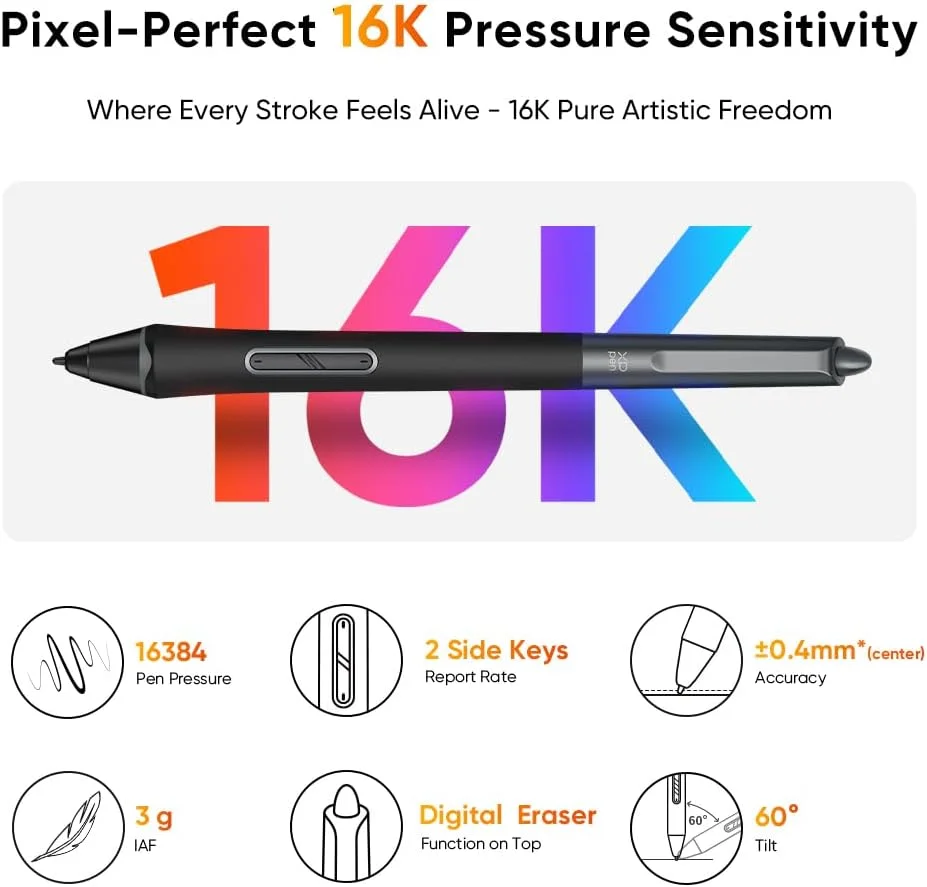 تبلت طراحی XPPen 13.3 اینچی Artist13.3 Pro V2 با قلم 16384 سطح فشار، 8 کلید میانبر و دکمه چرخشی قرمز برای هنر دیجیتال، طراح گرافیک، انیمیشن | سازگار با مک، کامپیوتر، اندروید | از مبتدی تا حرفه ای
