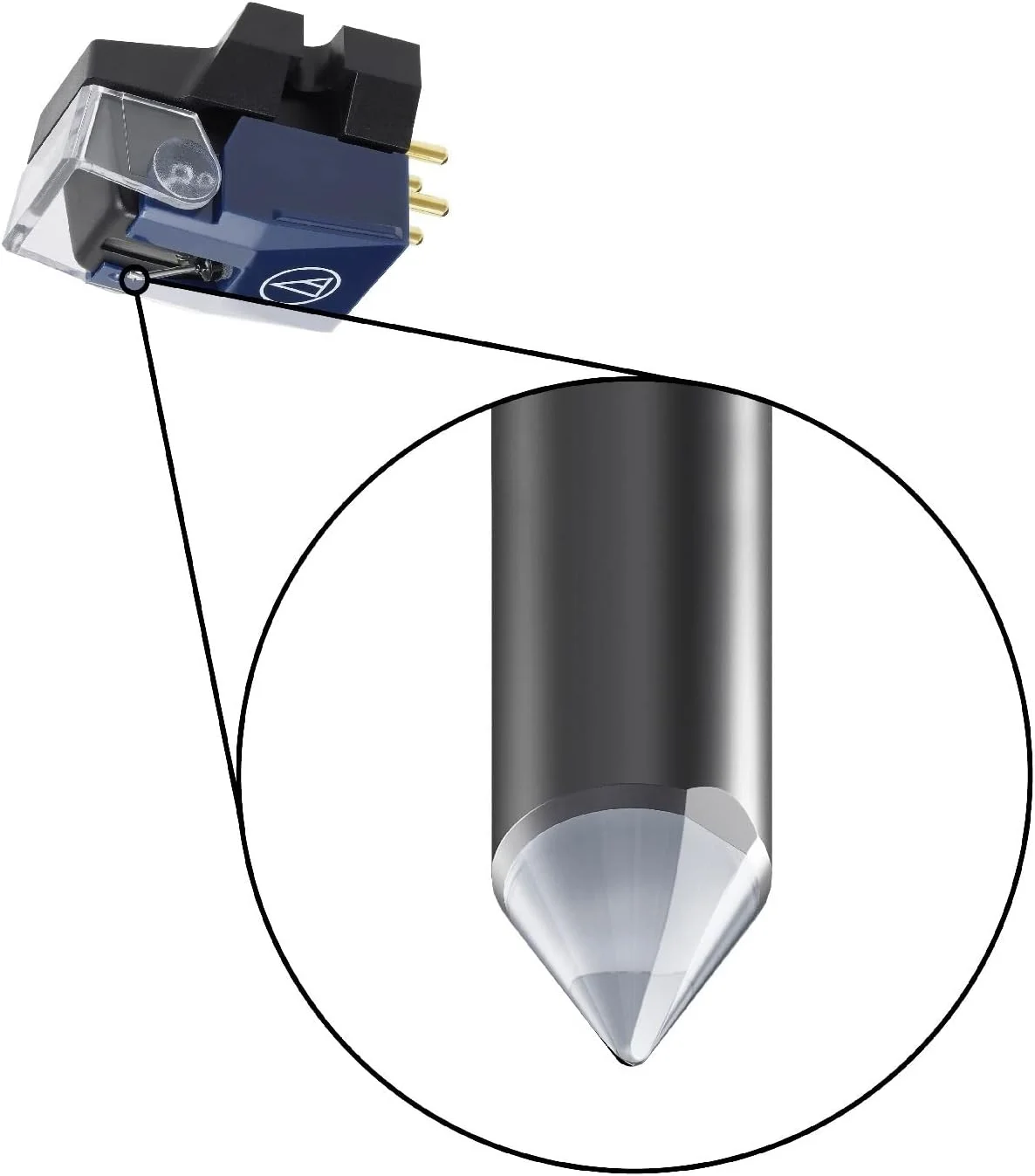 کارتریج استریو مغناطیسی دوگانه Audio-Technica VM520EB با سوزن بیضوی - سرمه ای