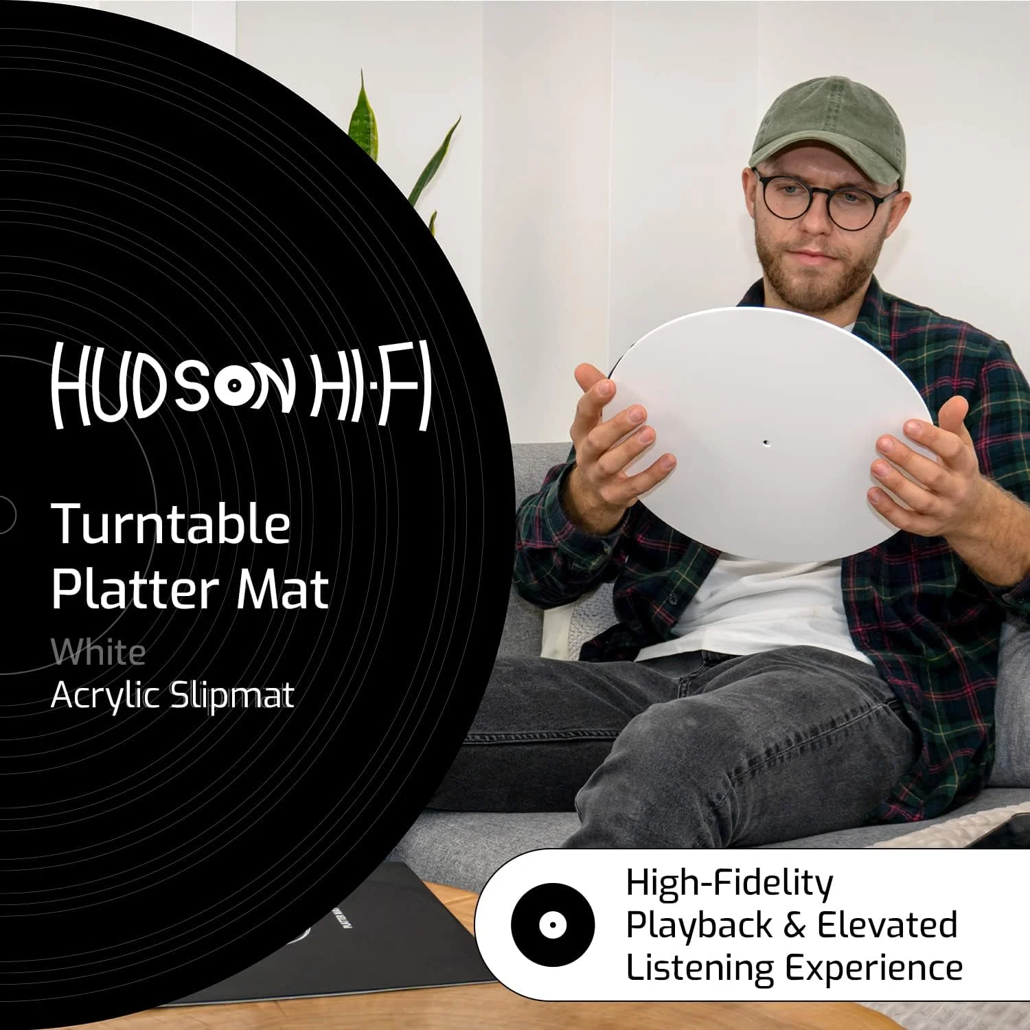 صفحه گرامافون آکریلیک Hudson Hi-Fi - سفید - صفحه لغزنده LP با فرورفتگی برچسب