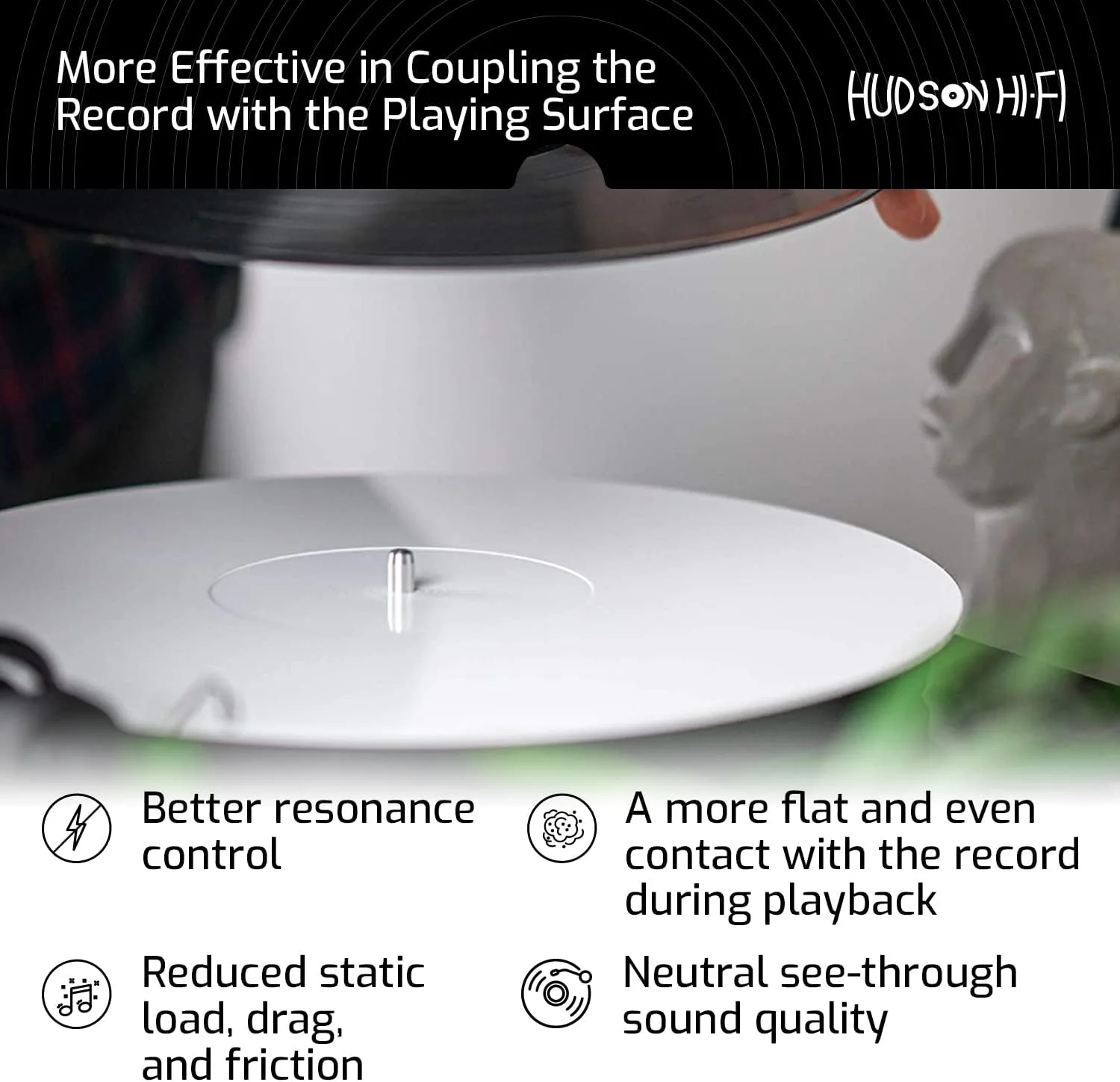 صفحه گرامافون آکریلیک Hudson Hi-Fi - سفید - صفحه لغزنده LP با فرورفتگی برچسب