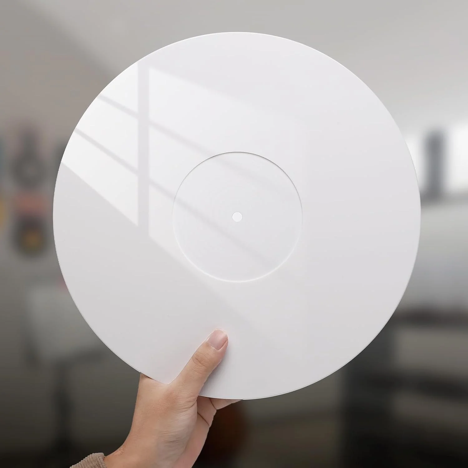 صفحه زیر گرام آکریلیک Facmogu، پد 12 اینچی صفحه گرامافون، ضد الکتریسیته ساکن و ضد لرزش، صفحه زیر گرام صفحه گرامافون LP، کاهش نویز و کیفیت باس بهتر - سفید