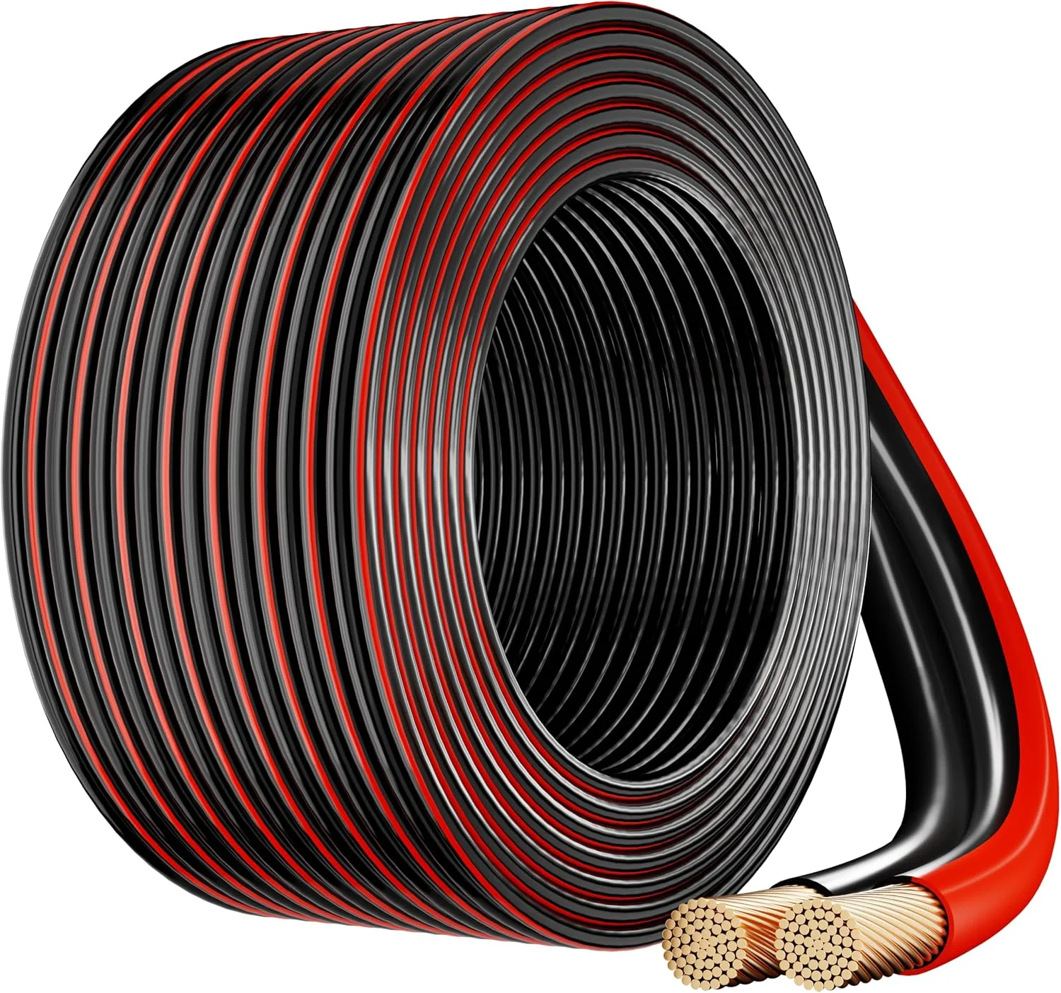 سیم بلندگوی 16 گیج/AWG مس بدون اکسیژن، 2 رسانا، کابل بلندگوی صوتی برای بلندگوهای خودرو، استریو، ساب ووفر، بلندگوهای سینمای خانگی، صدای فراگیر HiFi (10 متر، قرمز+مشکی)