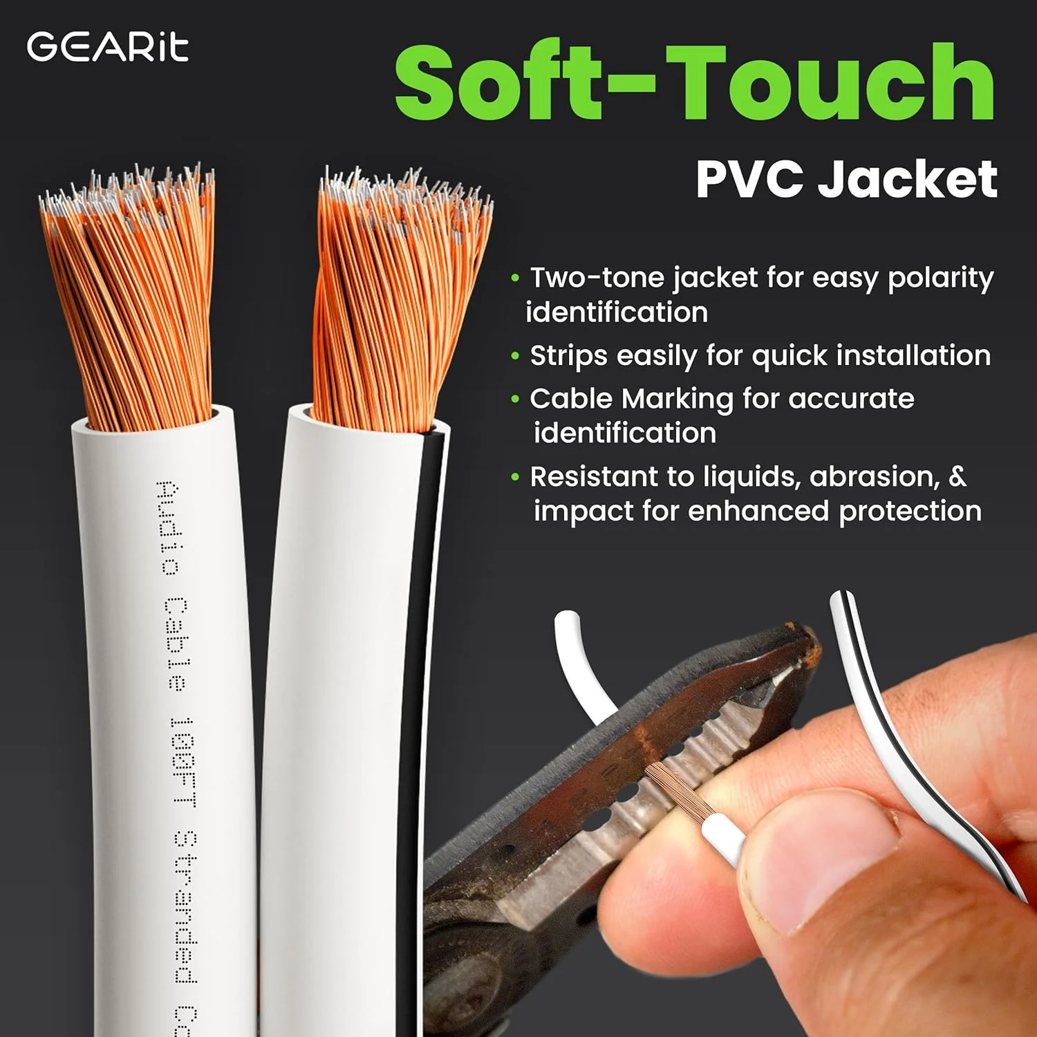 سیم بلندگو GearIT کابل صوتی CCA 2x2.5mm≤ (60.96 متر - سفید) روکش آلومینیوم مس - عالی برای سیستم صوتی خانگی Hi-Fi و بلندگوهای خودرو - گیج 14 AWG، 200 فوت