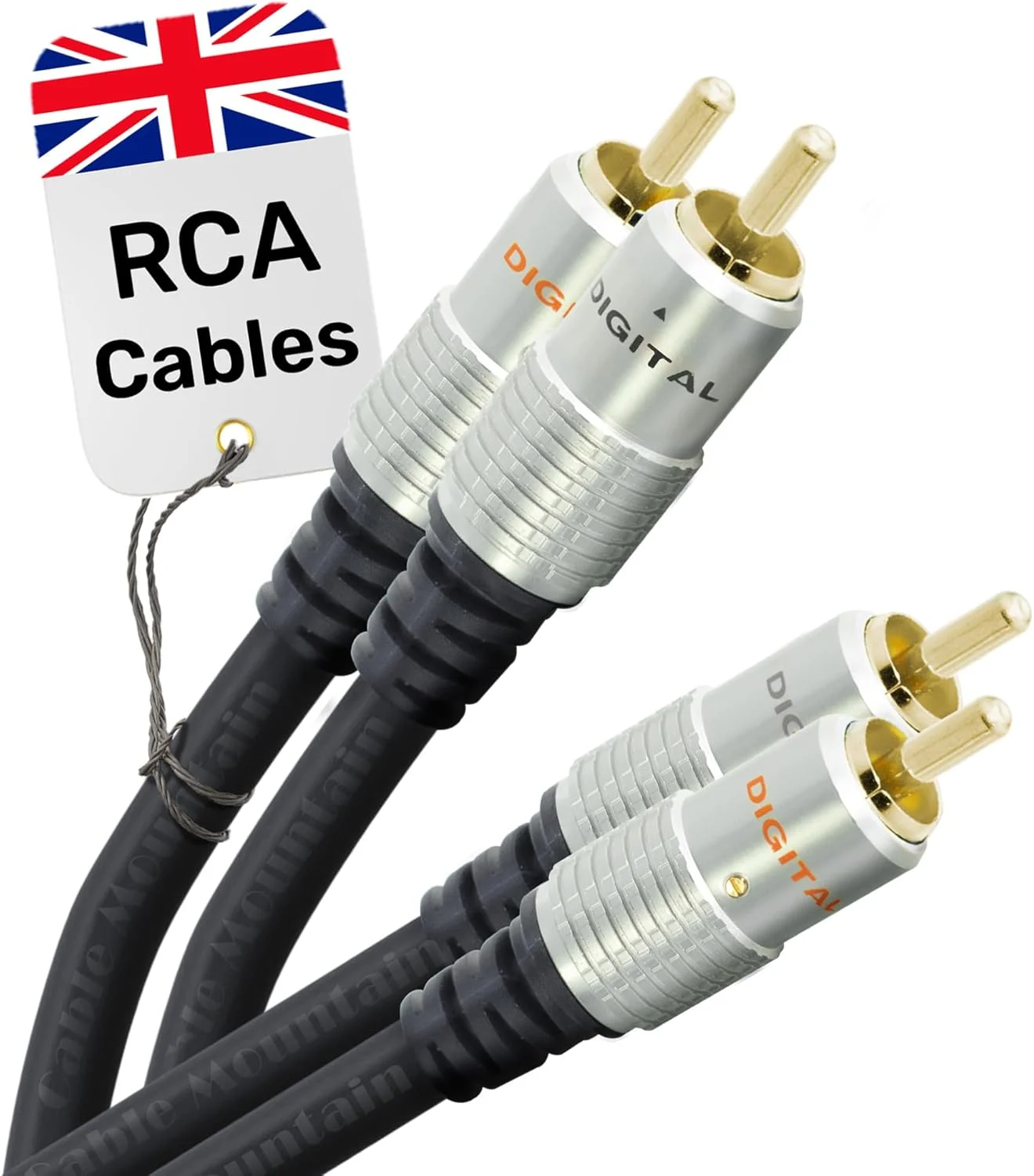 کابل صوتی 2xRCA به 2x RCA - روکش طلایی نر به نر - 0.5 متر | RCA صوتی برای آمپلی فایر، گرامافون، تلویزیون، سینمای خانگی، بلندگوها و سیستم های HiFi | 0.5 متر