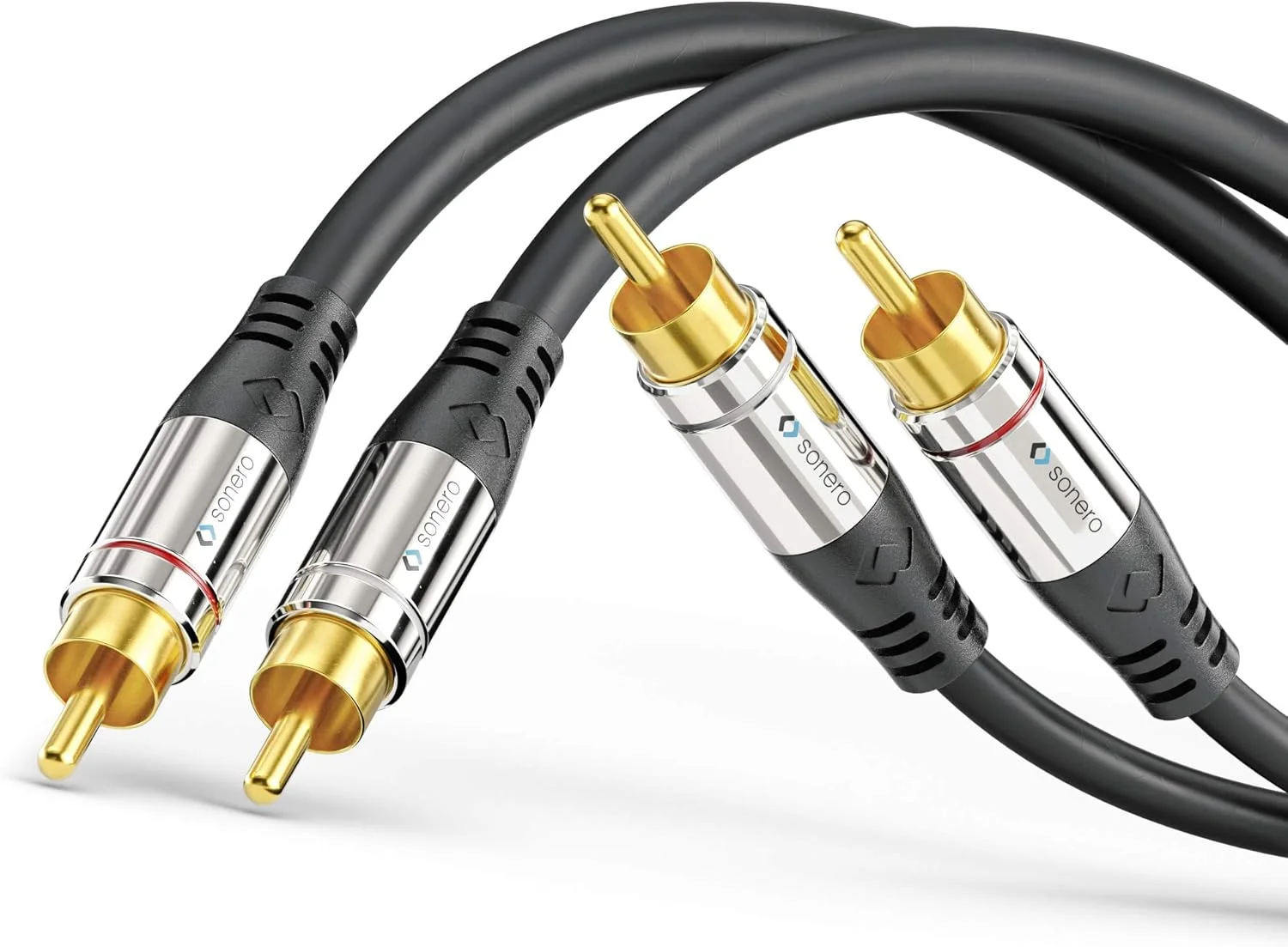 کابل صوتی ممتاز RCA سونرو، 2x RCA نر به 2x RCA نر، 1.00 متر، روکش طلا، مشکی