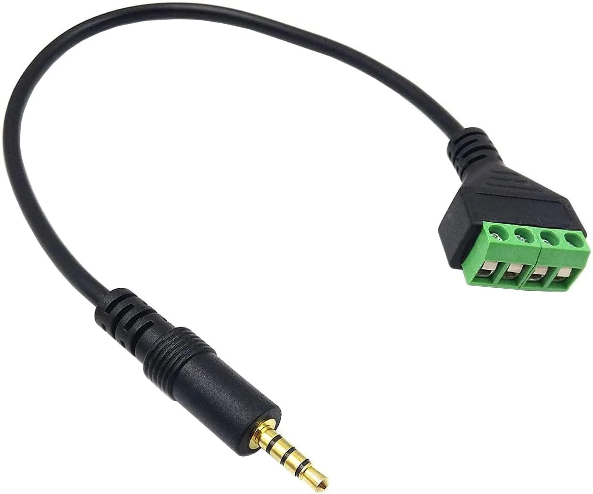 کابل اتصال صوتی استریو TRRS نر 3.5 میلی‌متری با روکش طلا به ترمینال بالون ویدیویی AV 4 پین، طول 30 سانتی‌متر