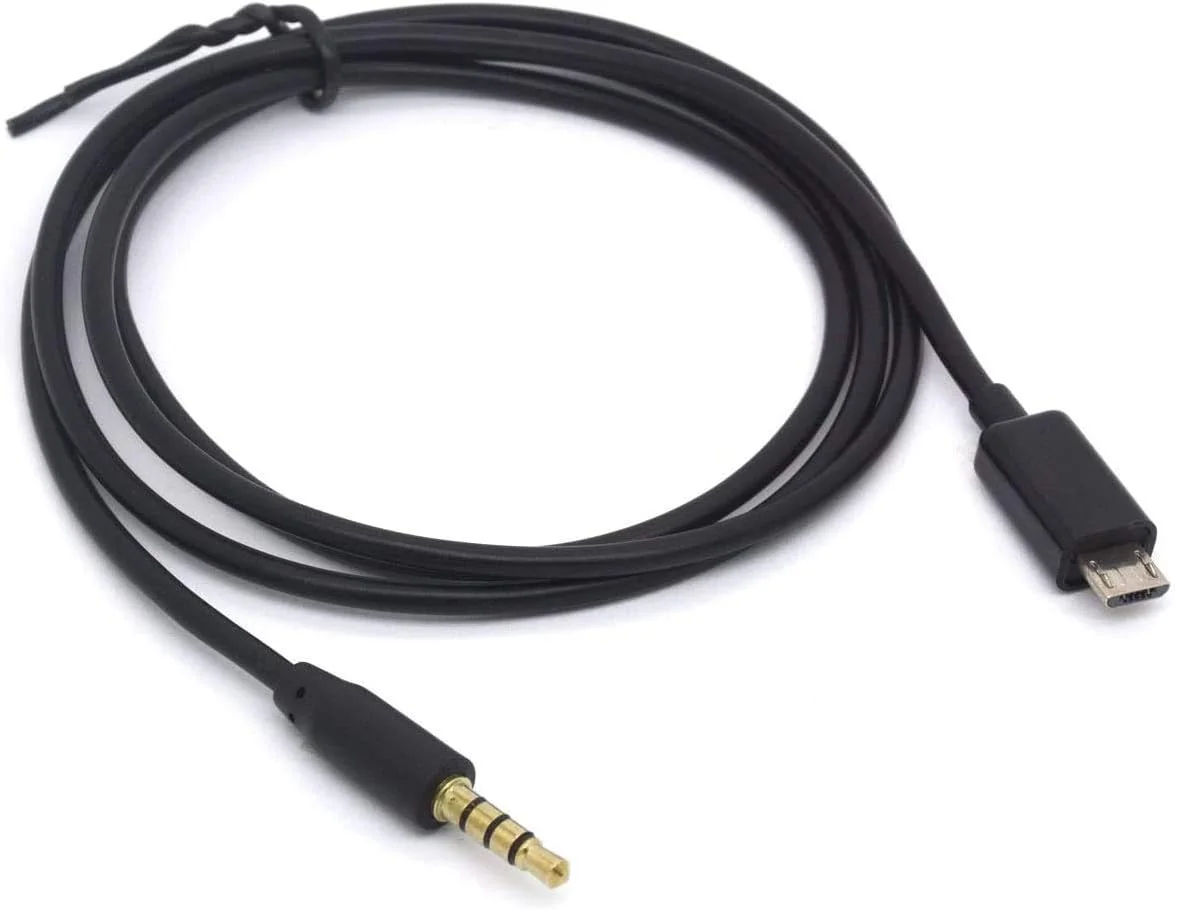 کابل خروجی صدا میکرو USB به 3.5 میلی‌متری - روکش طلایی 4 پل 3.5 میلی‌متری نری به میکرو B نری کابل افزایش صدا AUX خودرو برای اندروید (1 متر)