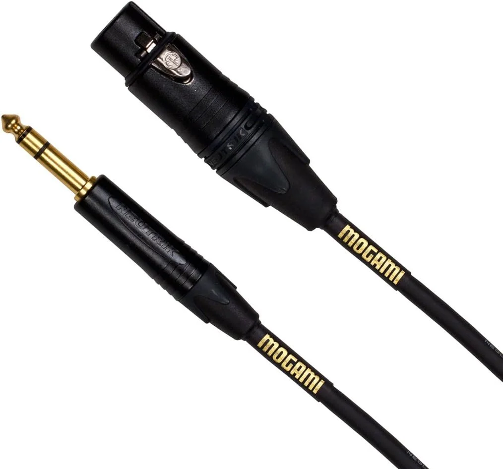 کابل آداپتور صوتی بالانس موگامی گلد TRS-XLRF-03، XLR مادگی به فیش نری TRS 1/4 اینچی، اتصالات طلایی، کانکتورهای مستقیم، 3 فوت