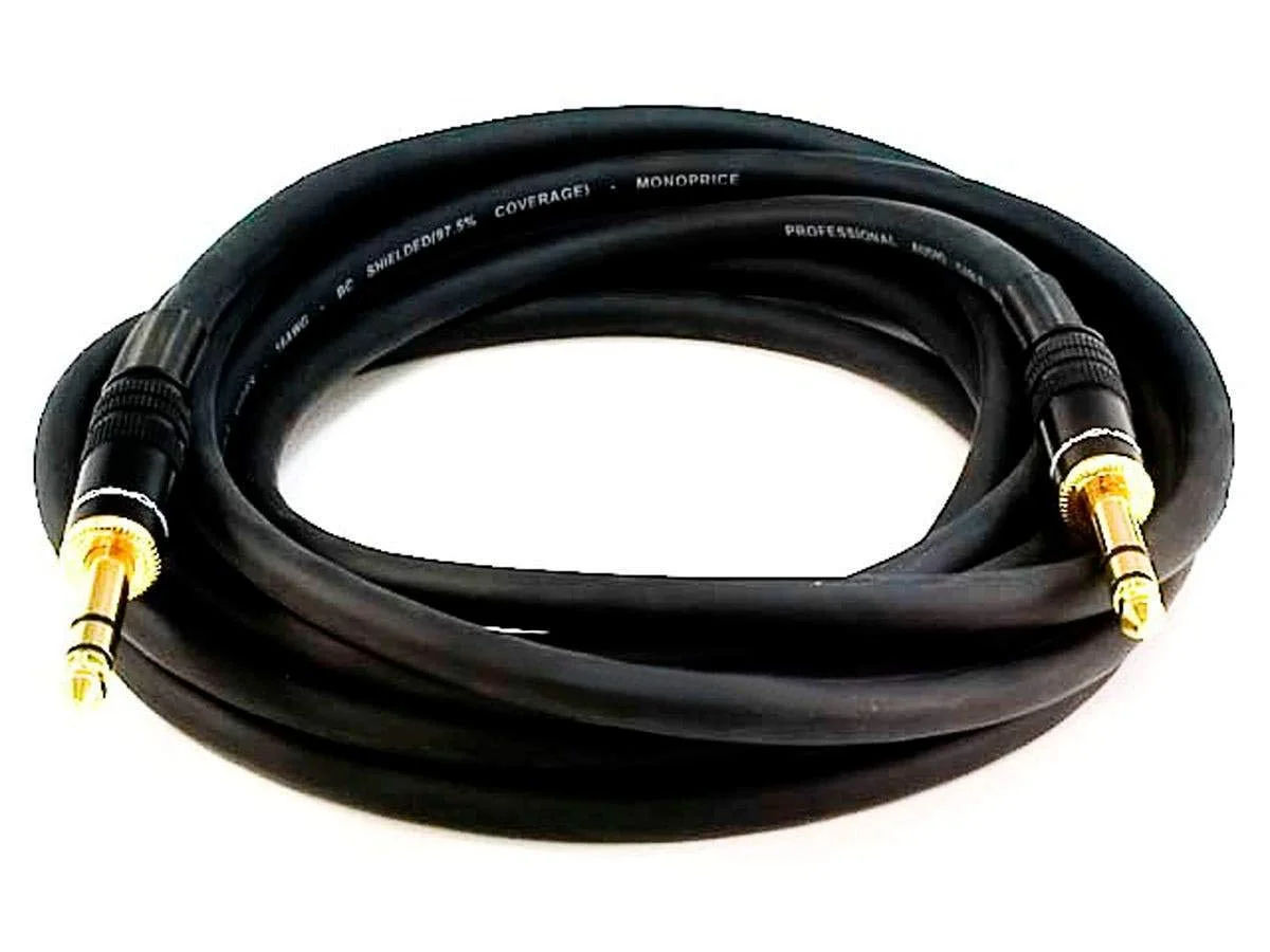 کابل نری TRS به نری TRS مونوپرایس - 3 متر - مشکی، 16AWG، روکش طلا - سری Premier، HDMI