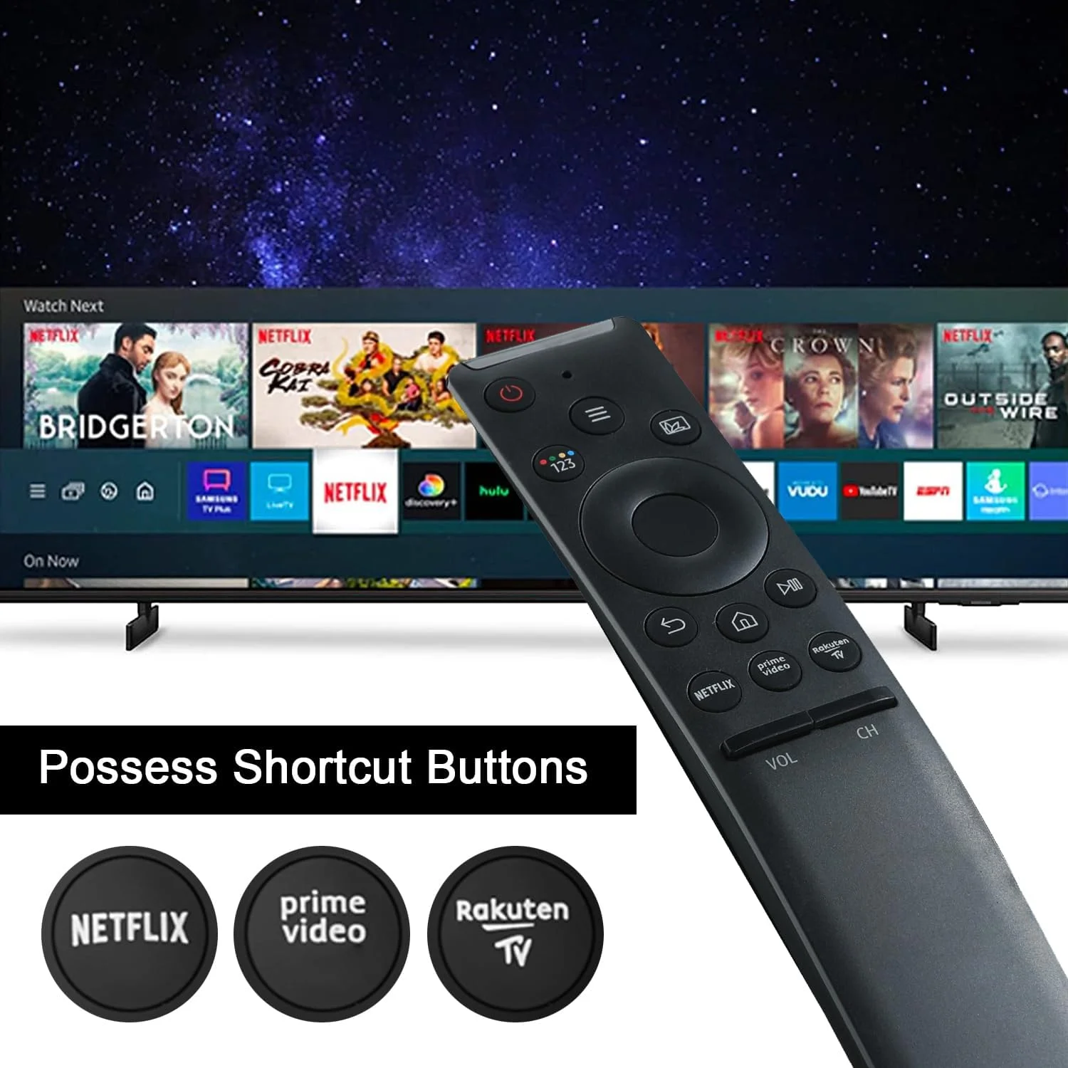 ریموت کنترل جهانی جدید AWH جایگزین برای تلویزیون های هوشمند سامسونگ LCD LED UHD QLED، با 3 دکمه میانبر ریموت کنترل جهانی جدید AWH جایگزین برای تلویزیون های هوشمند سامسونگ LCD LED UHD QLED، با 3 دکمه میانبر