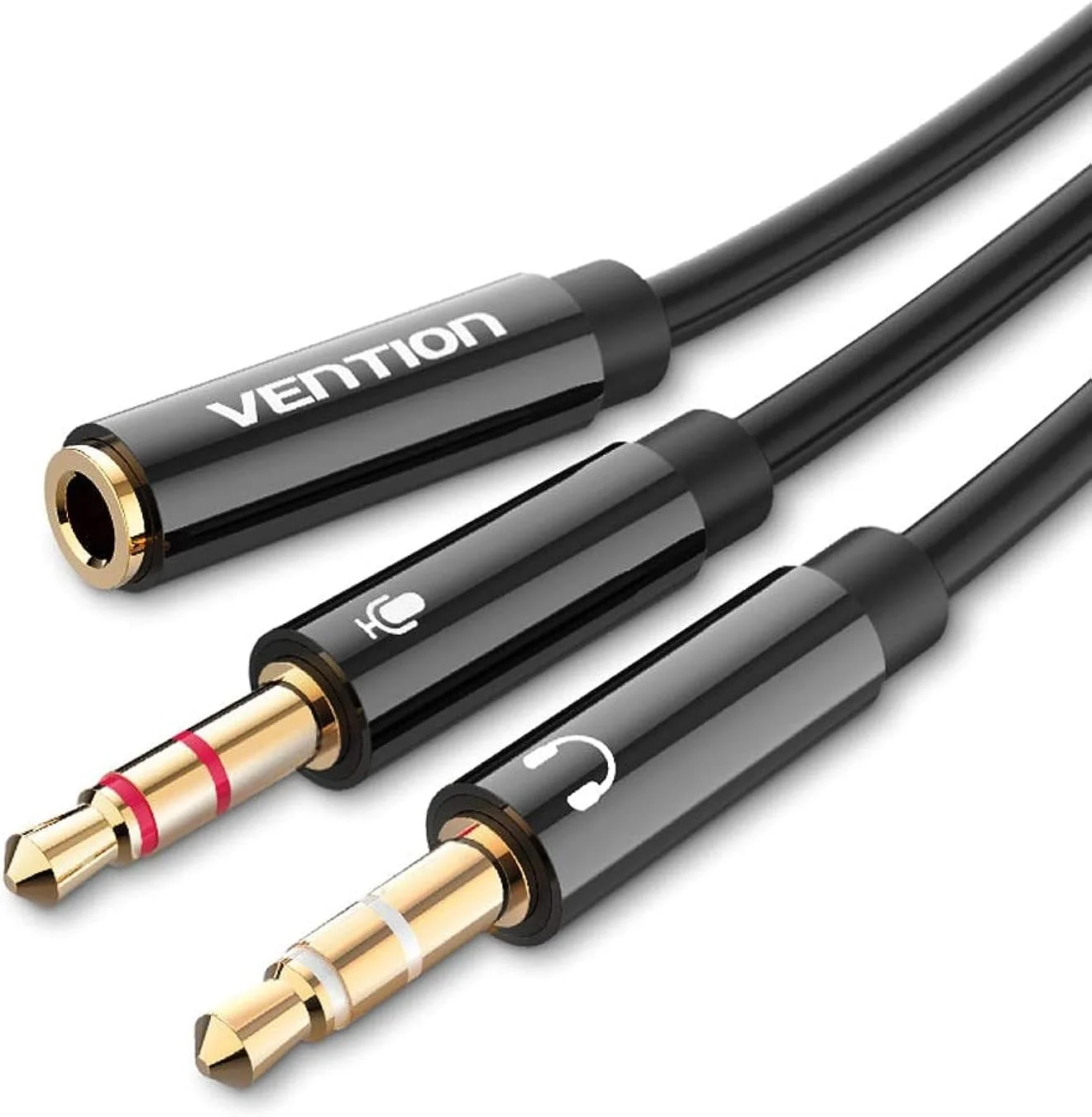 کابل تبدیل صدا دو سر نری 3.5 میلی‌متری (میکروفون و هدفون) به مادگی 3.5 میلی‌متری VENTION مدل BBTBY - کمکی