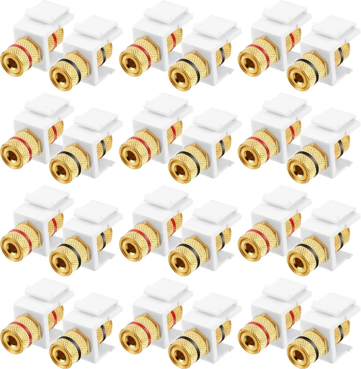 ویوودای 12 عددی اتصال دهنده موز کینگستون، اتصال دهنده بلندگوی صوتی حلقه مشکی و قرمز، اتصال دهنده نوع پیچی برای پنل خروجی صفحه دیواری، 6 جفت