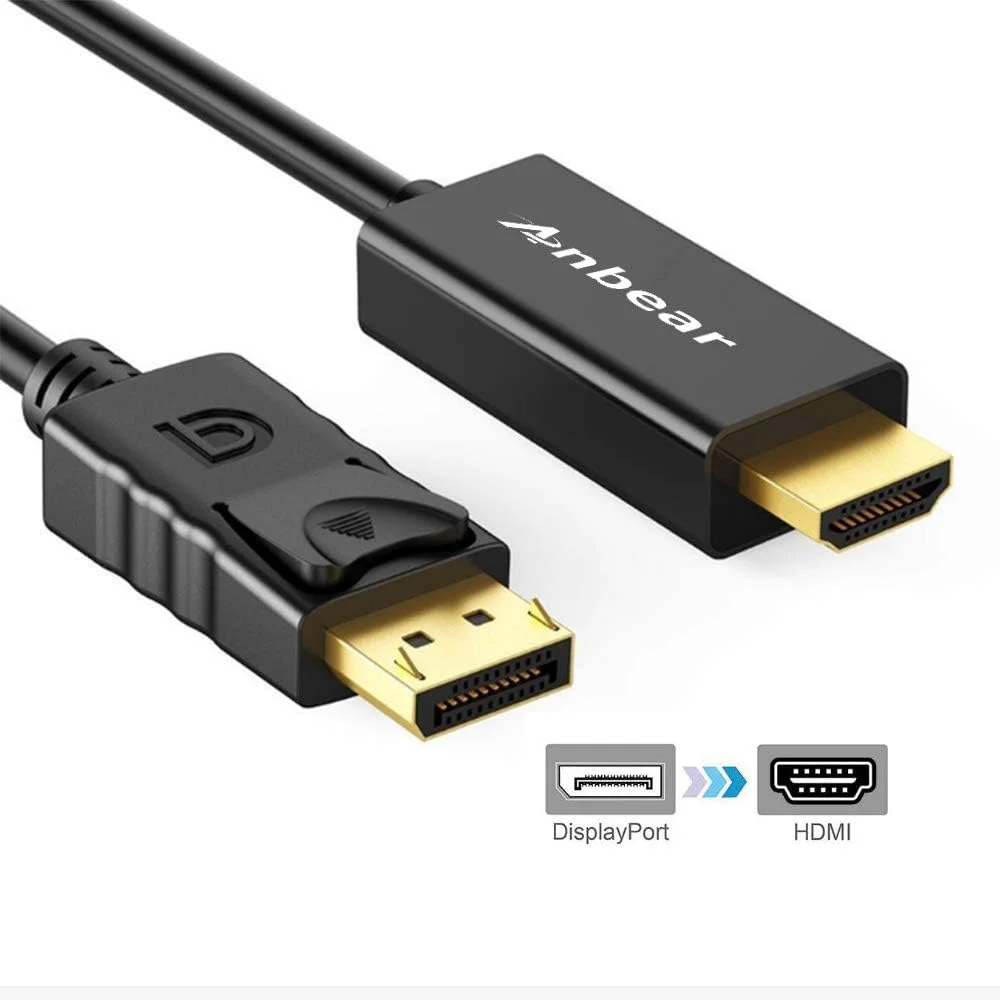 کابل DisplayPort به HDMI با روکش طلا، کابل DisplayPort به HDMI به طول 1.8 متر (نر به نر) برای اتصال دسکتاپ ها و لپ تاپ های دارای DisplayPort به نمایشگرهای HDMI