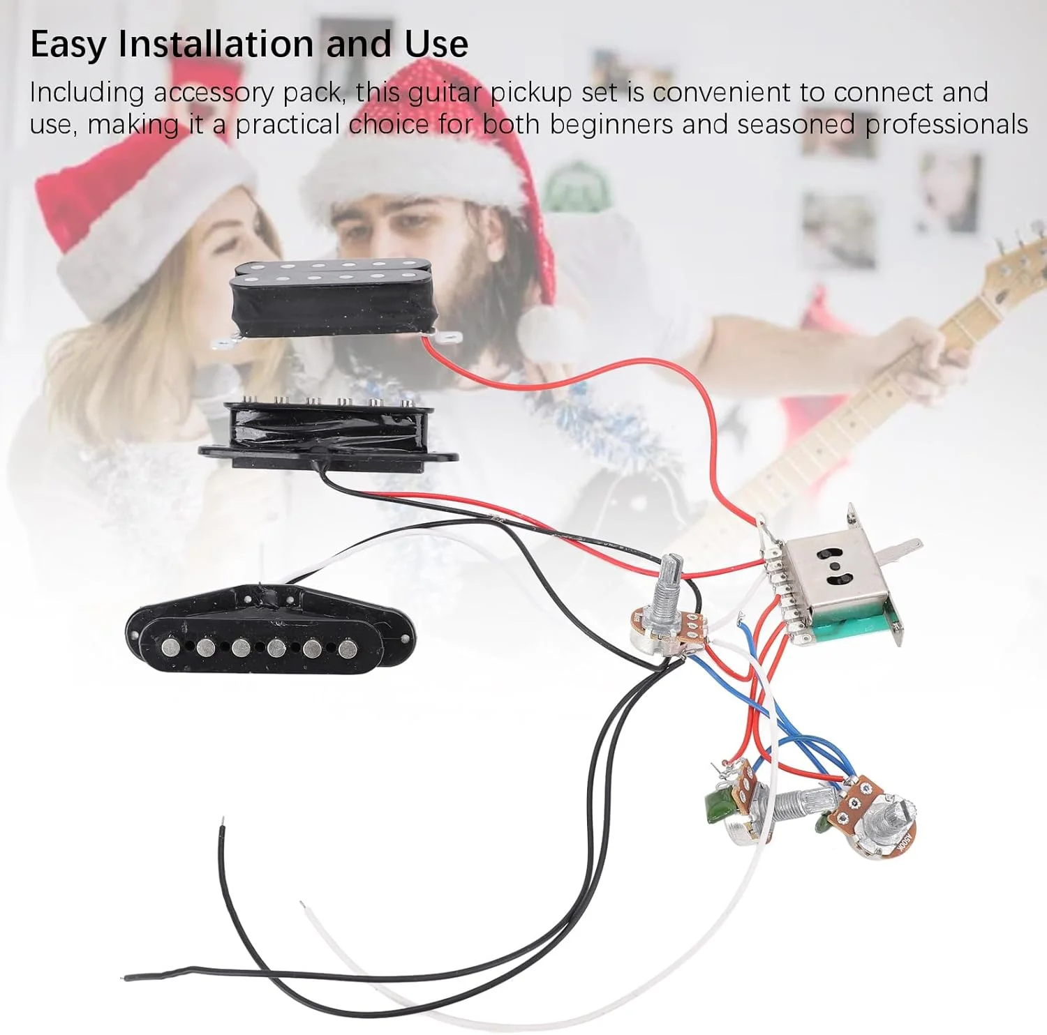 ست پیکاپ هامباکر گیتار باس دو سیم پیچ مشکی الکتریکی SSH، طراحی فشرده و سبک، گزینه های سیم کشی متنوع برای گیتار الکتریکی، نصب و استفاده آسان ست پیکاپ هامباکر گیتار باس دو سیم پیچ مشکی الکتریکی SSH، طراحی فشرده و سبک، گزینه های سیم کشی متنوع برای گیتار الکتریکی، نصب و استفاده آسان