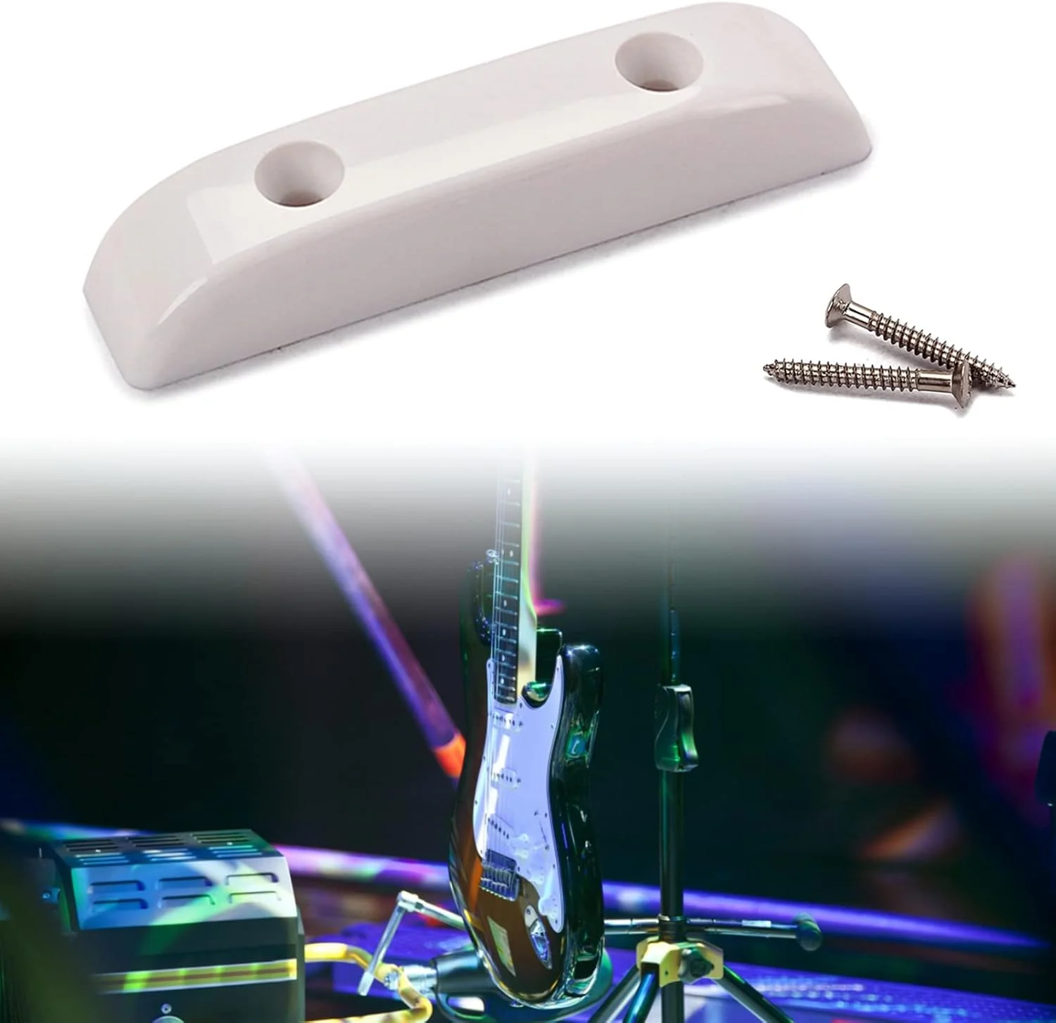 تکیه گاه انگشت شست باس به سبک قدیمی سفید، تکیه گاه پلاستیکی انگشت شست گیتار باس الکتریک همراه با پیچ های نصب
