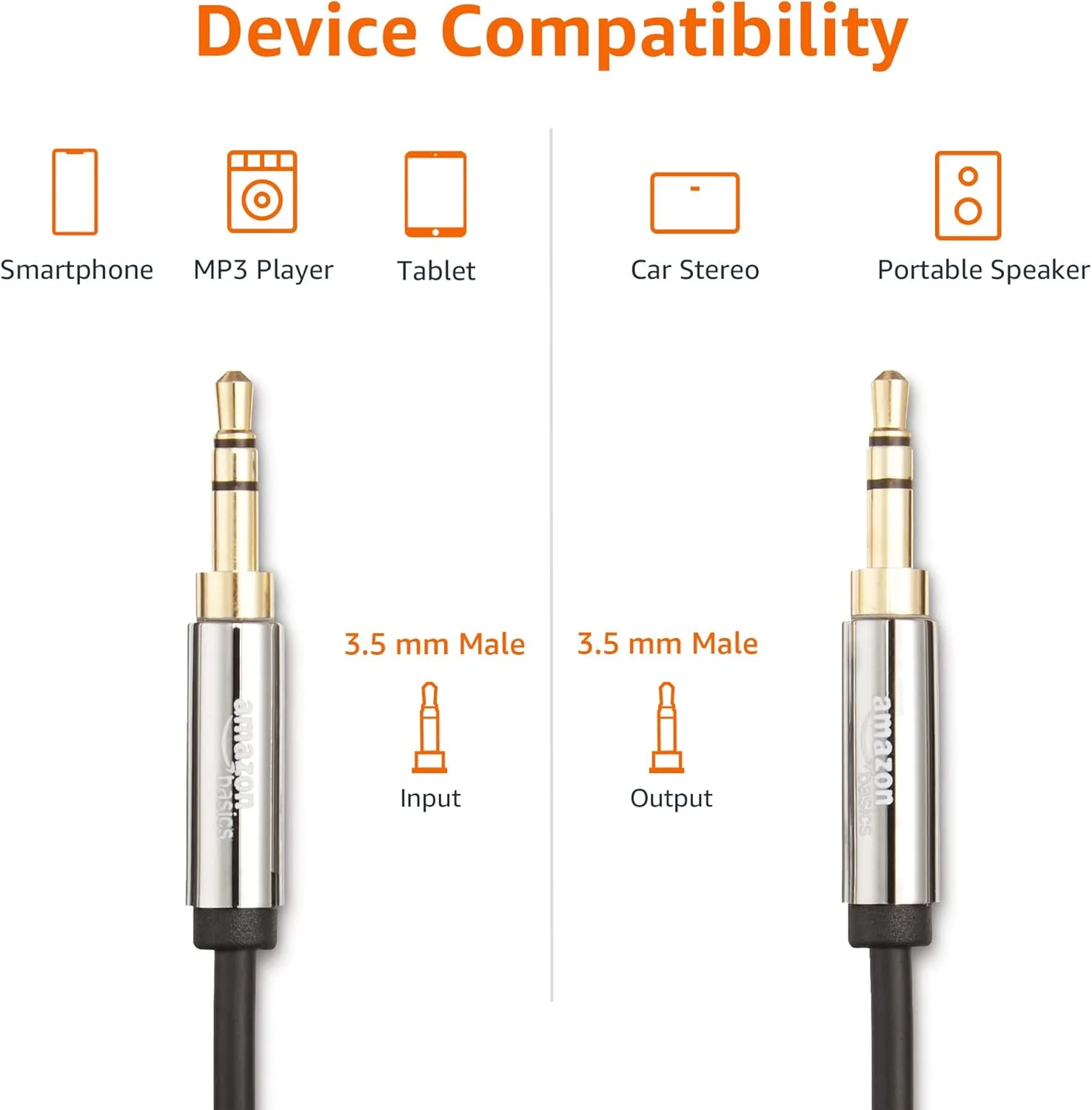 کابل صوتی آمازون بیسیکس 3.5 میلیمتری AUX برای بلندگوی استریو یا ساب ووفر با پلاگینهای روکش طلا، 2.43 متر، مشکی کابل صوتی آمازون بیسیکس 3.5 میلیمتری AUX برای بلندگوی استریو یا ساب ووفر با پلاگینهای روکش طلا، 2.43 متر، مشکی