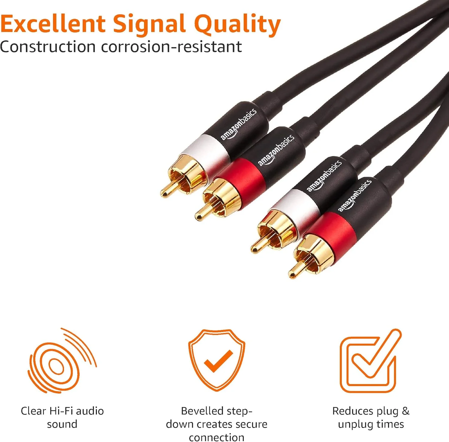 کابل استریو صوتی ساب ووفر RCA آمازون بیسیکس 2 نر به 2 نر - 2.4 متر کابل استریو صوتی ساب ووفر RCA آمازون بیسیکس 2 نر به 2 نر - 2.4 متر