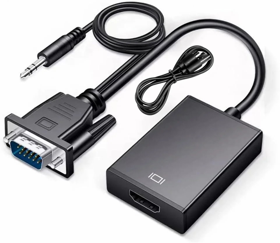 تبدیل VGA به HDMI، مبدل VGA نر به HDMI ماده با جک صوتی 3.5 میلی‌متری، کیفیت Full HD 1080P برای اتصال مانیتور، کامپیوتر شخصی، لپ‌تاپ، کامپیوتر رومیزی، تلویزیون HD، پروژکتور، DVD و صفحه نمایش بزرگ مناسب برای جلسات اداری