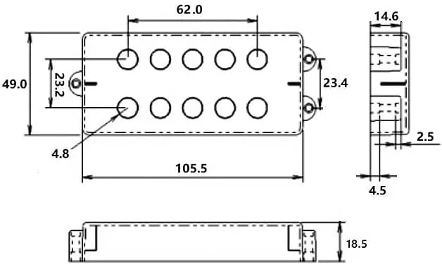 ست کاور پیکاپ گیتار باس ۴/۵/۶ سیم برای باس MusicMan (کاور باس ۵ سیم (۲ عدد))