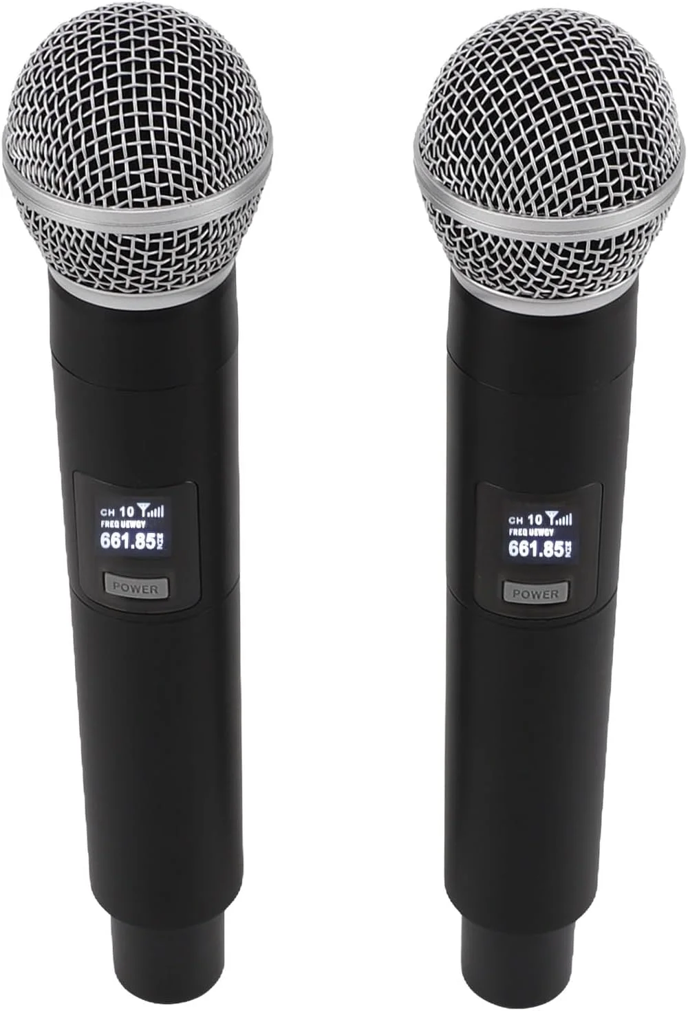 میکروفون بی سیم VHF دو عددی، میکروفون بی سیم دستی UHF قابل شارژ USB با قابلیت حذف نویز حرفه ای با گیرنده، سیستم میکروفون دوگانه برای کارائوکه، آواز، دی جی