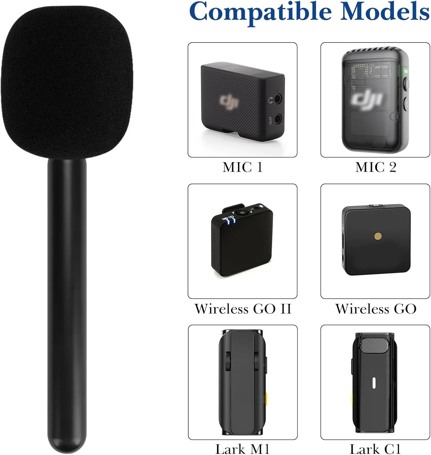 آداپتور میکروفون مصاحبه بی سیم Geekria for Creators، آداپتور دستی Mic GO با بادگیر، پایه نگهدارنده میکروفون سازگار با DJI MIC 1، MIC 2، Rode Wireless GO II (مشکی)
