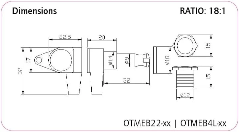 کوک گیتار باس Ortega Guitars Die Cast، 2 عدد چپ گرد و 2 عدد راست گرد، مشکی براق (OTMEB4L-GB) کوک گیتار باس Ortega Guitars Die Cast، 2 عدد چپ گرد و 2 عدد راست گرد، مشکی براق (OTMEB4L-GB)
