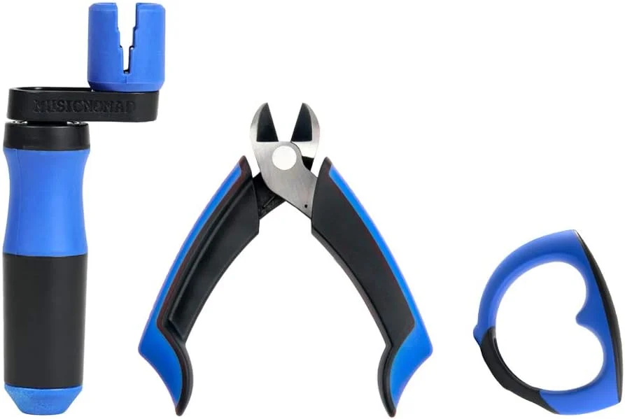 ابزار سیم جمع کن، سیم چین، پین کش و آچار 10 میلی متری MusicNomad GRIP، کیت تعویض سیم ممتاز همه کاره برای انواع گیتار و بیس (MN295)