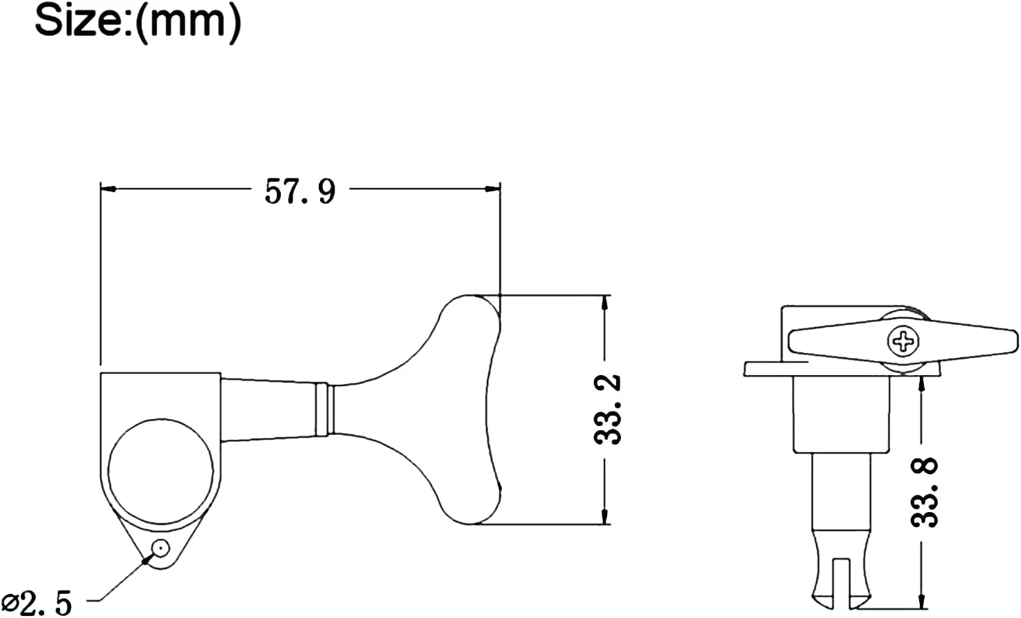 کوک‌های بسته گیتار باس الکتریک MAXCHEER 2R2L، سردسته‌ها، کلیدهای کوک / دکمه‌ها، قطعات گیتار، سردسته‌های ماشین برای گیتار باس Precision و Jazz (مشکی)