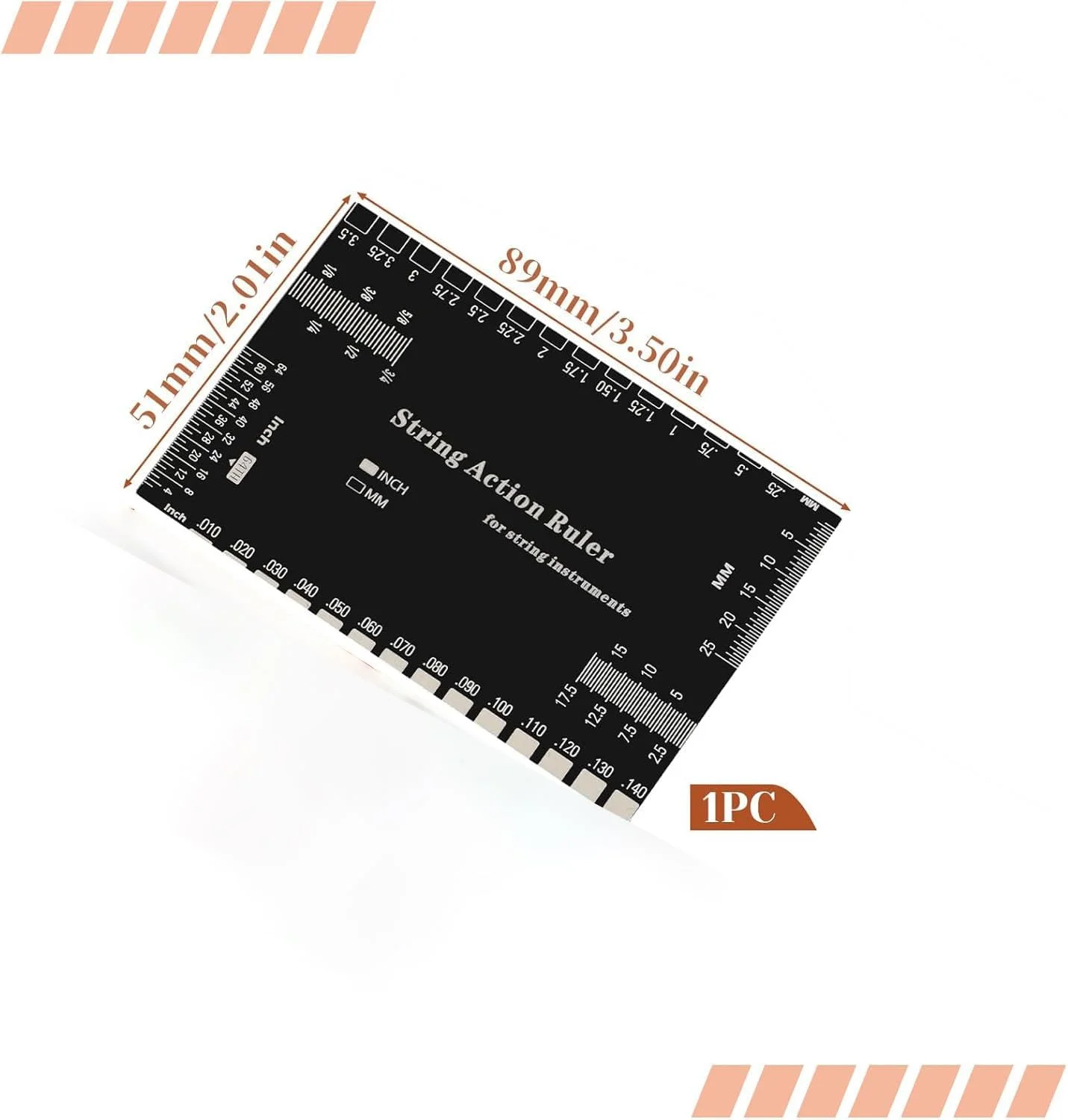 ابزار اندازه گیری اکشن سیم گیتار، ابزار اندازه گیری ارتفاع سیم برای گیتارهای الکتریک، آکوستیک و باس، خط کش دقیق برای تنظیم ساز، مناسب برای سازندگان، نوازندگان و تکنسین های گیتار، مشکی بادوام