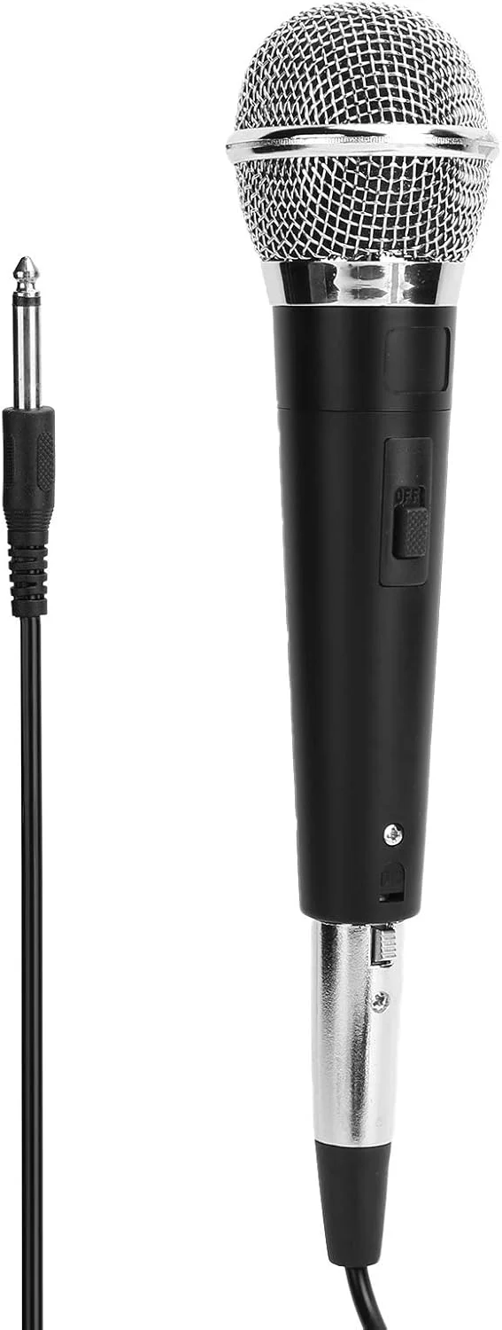 میکروفون دستی دینامیک سیم دار Bewinner برای کارائوکه، استیج و پادکست - الگوی قطبی کاردیوئید، کانکتور XLR 6.5 میلی متری، مشکی