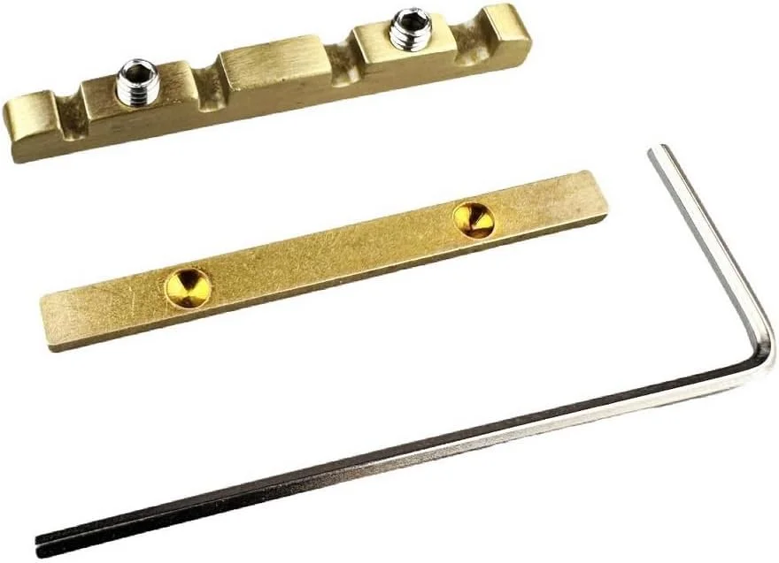 سرتاس دسته گیتار باس 4 سیم KAYNES، مهره برنجی زنگی با قابلیت تنظیم ارتفاع، قطعات جایگزین برای گیتار باس الکتریک سبک جاز 38 * 3.5 میلی متر