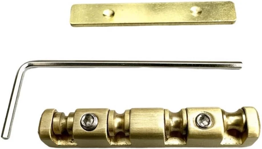 سردسته گیتار باس 4 سیم KAYNES، سردسته غلطکی برنجی قابل تنظیم ارتفاع، قطعات جایگزین رگلاژ شکاف دار برای گیتار باس الکتریک 38 * 6 میلی متر