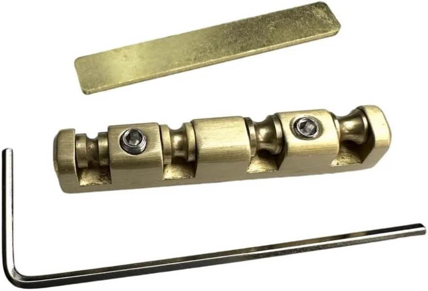 سردسته گیتار باس 4 سیم KAYNES، سردسته غلطکی برنجی قابل تنظیم ارتفاع، قطعات جایگزین رگلاژ شکاف دار برای گیتار باس الکتریک 38 * 6 میلی متر سردسته گیتار باس 4 سیم KAYNES، سردسته غلطکی برنجی قابل تنظیم ارتفاع، قطعات جایگزین رگلاژ شکاف دار برای گیتار باس الکتریک 38 * 6 میلی متر