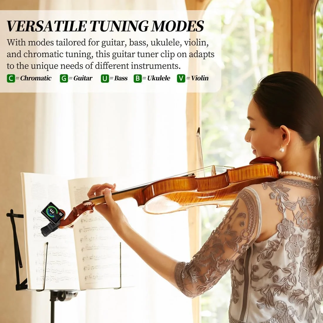 کوک کننده گیتار قابل شارژ KASTWAVE، گیره کوک برای گیتار، باس، یوکللی، ویولن و حالت های کوک کروماتیک، کوک دقیق و سریع، صفحه نمایش فوق العاده روشن برای خواندن، برای حرفه ای ها/مبتدیان