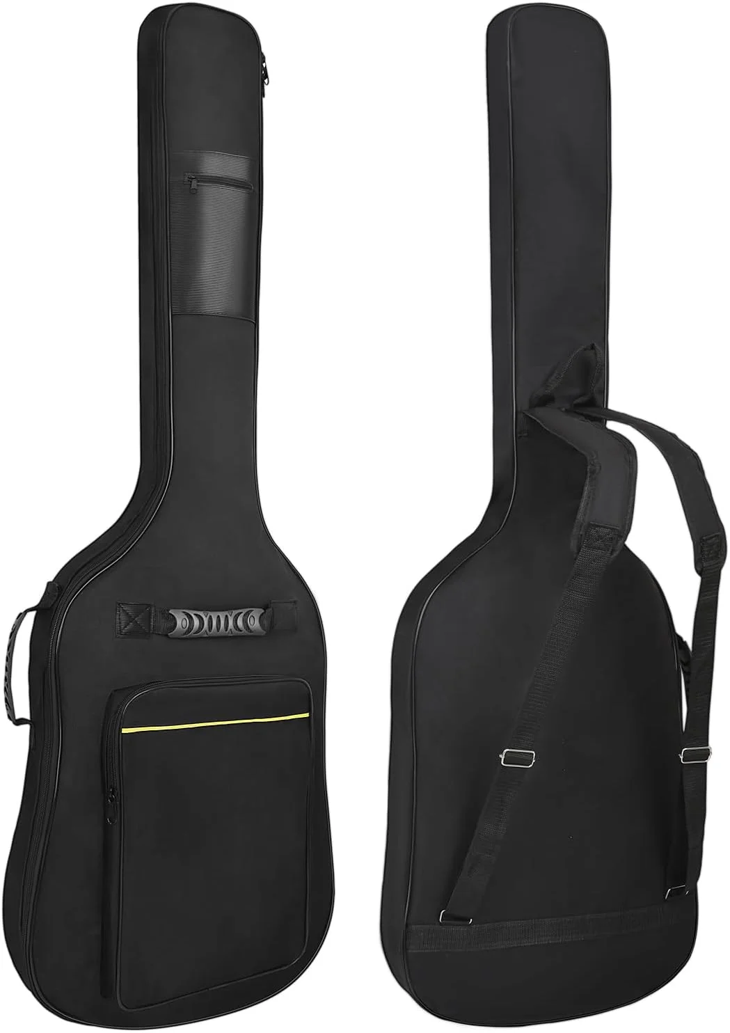 کیف گیتار باس با لایه محافظ 9 میلی‌متری، ضد آب، مناسب گیتار باس الکتریکی، کوله پشتی گیتار باس الکتریکی با محافظ گردن، بند و جیب، بند شانه قابل تنظیم، خط زرد