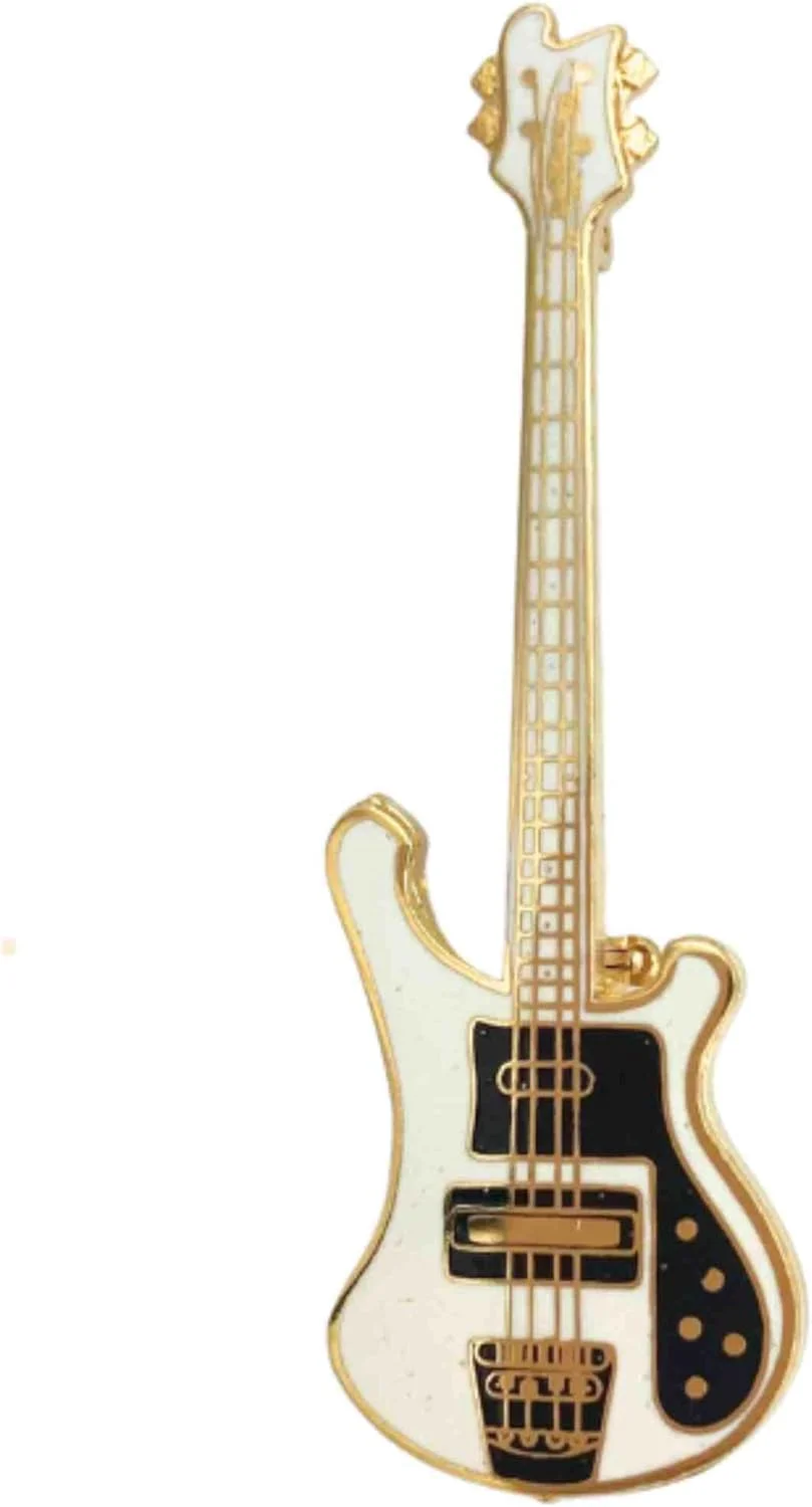 سنجاق سینه گیتار باس الکتریکی - سفید